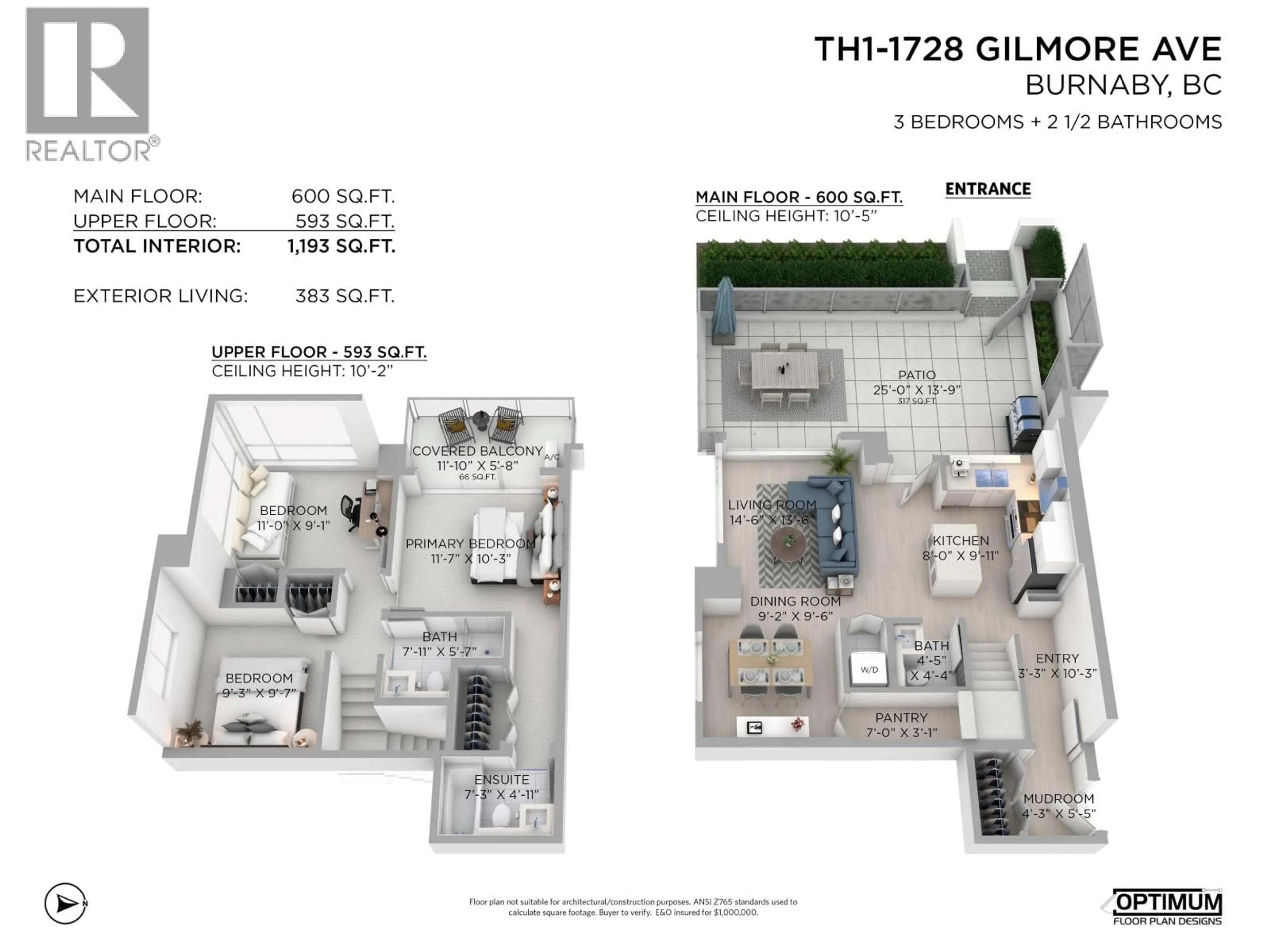Floor plan for TH1 - 1728 GILMORE AVENUE, Burnaby British Columbia V5C0L3