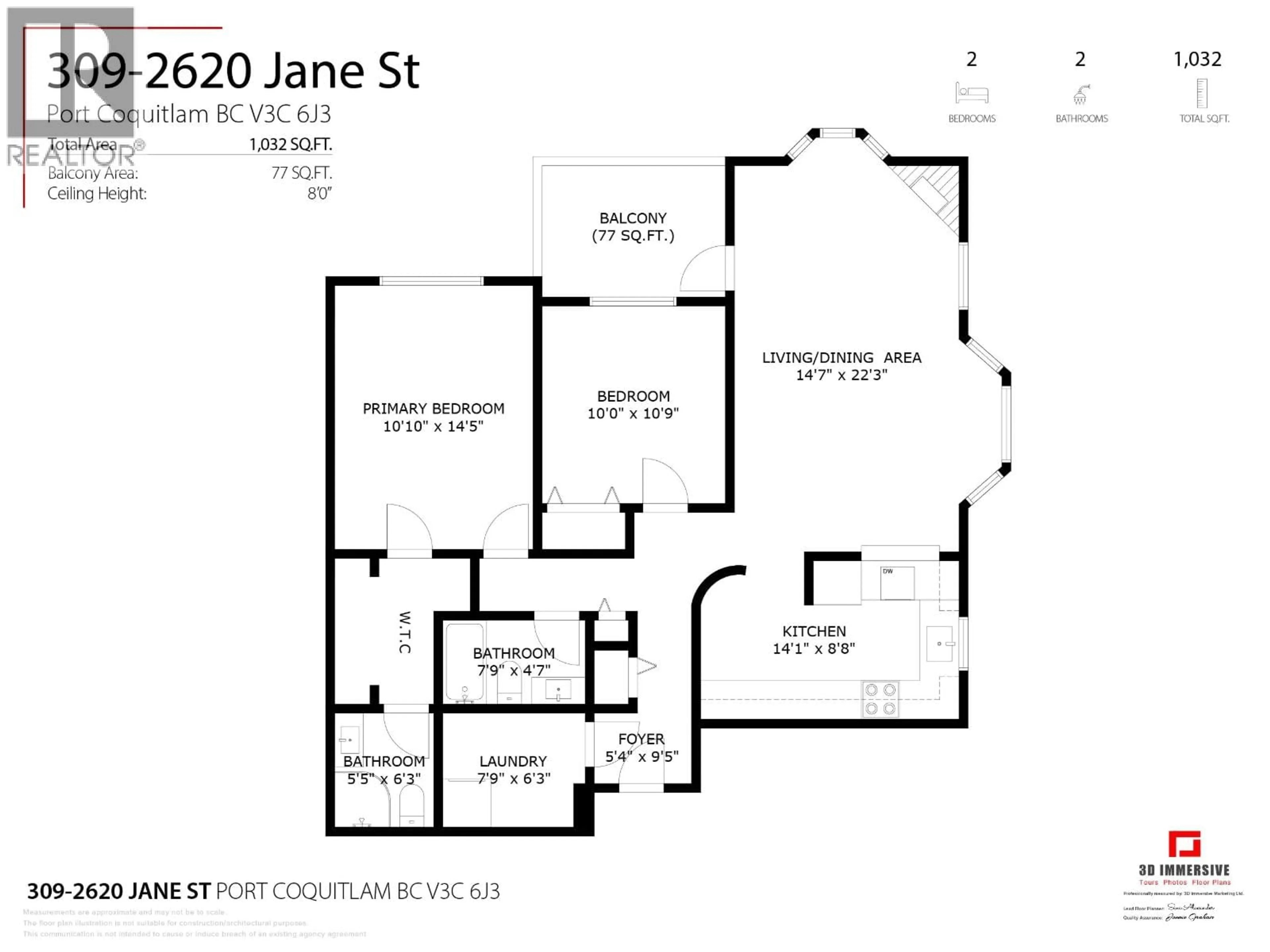 Floor plan for 309 - 2620 JANE STREET, Port Coquitlam British Columbia V3C6J3