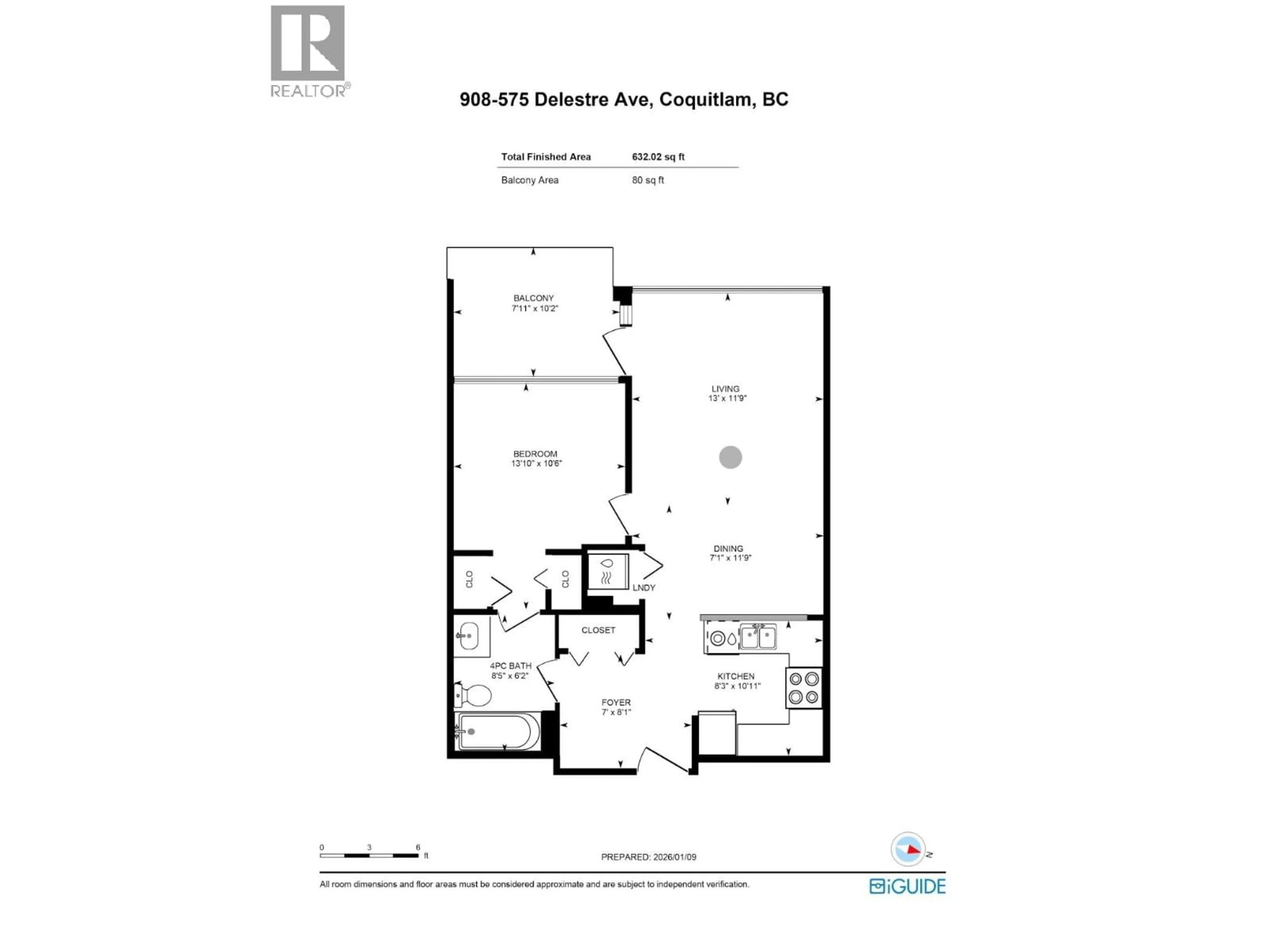 Floor plan for 908 - 575 DELESTRE AVENUE, Coquitlam British Columbia V3K0A6