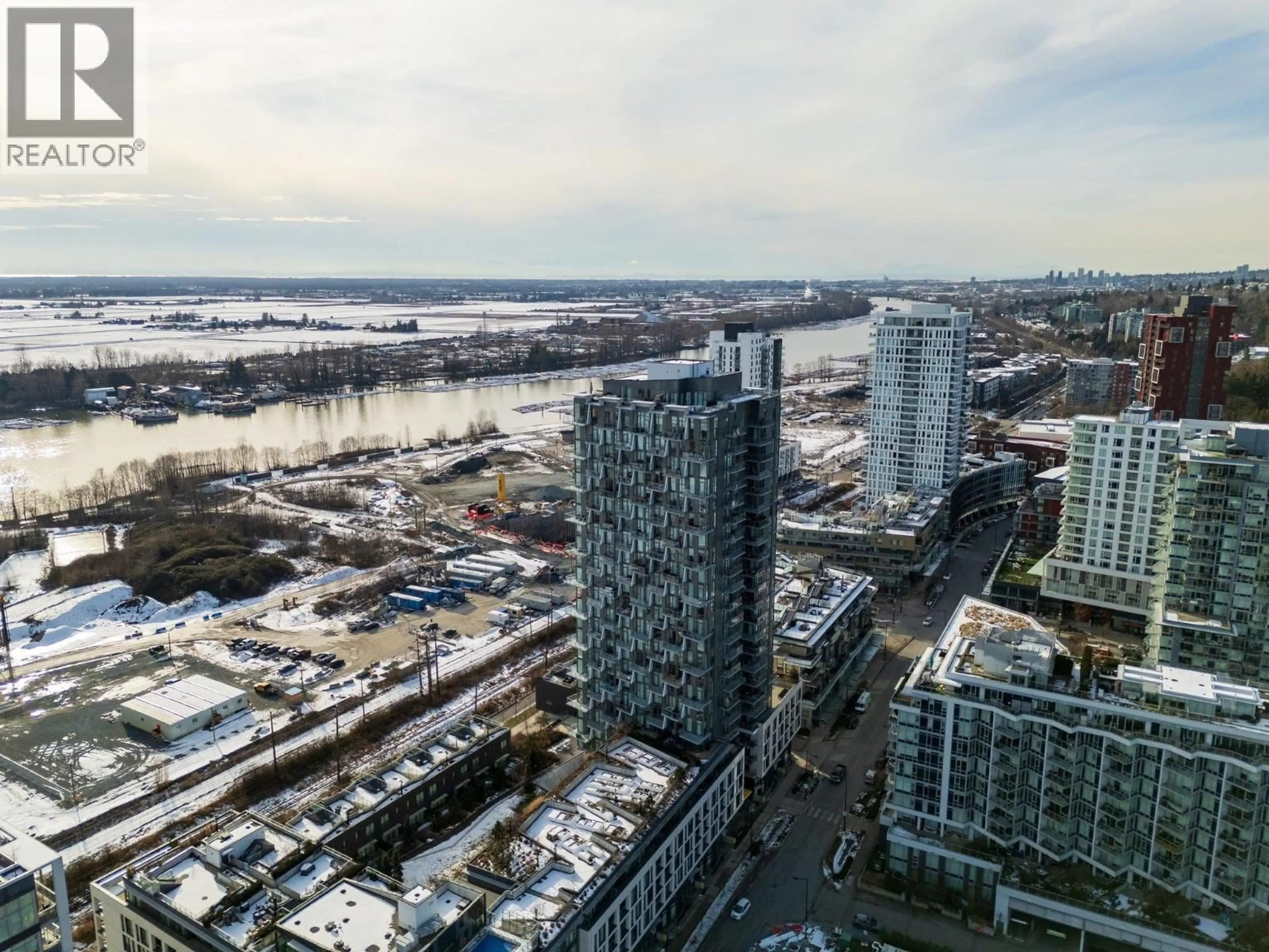 A pic from outside/outdoor area/front of a property/back of a property/a pic from drone, water/lake/river/ocean view for 1103 - 3538 SAWMILL CRESCENT, Vancouver British Columbia V5S0J8