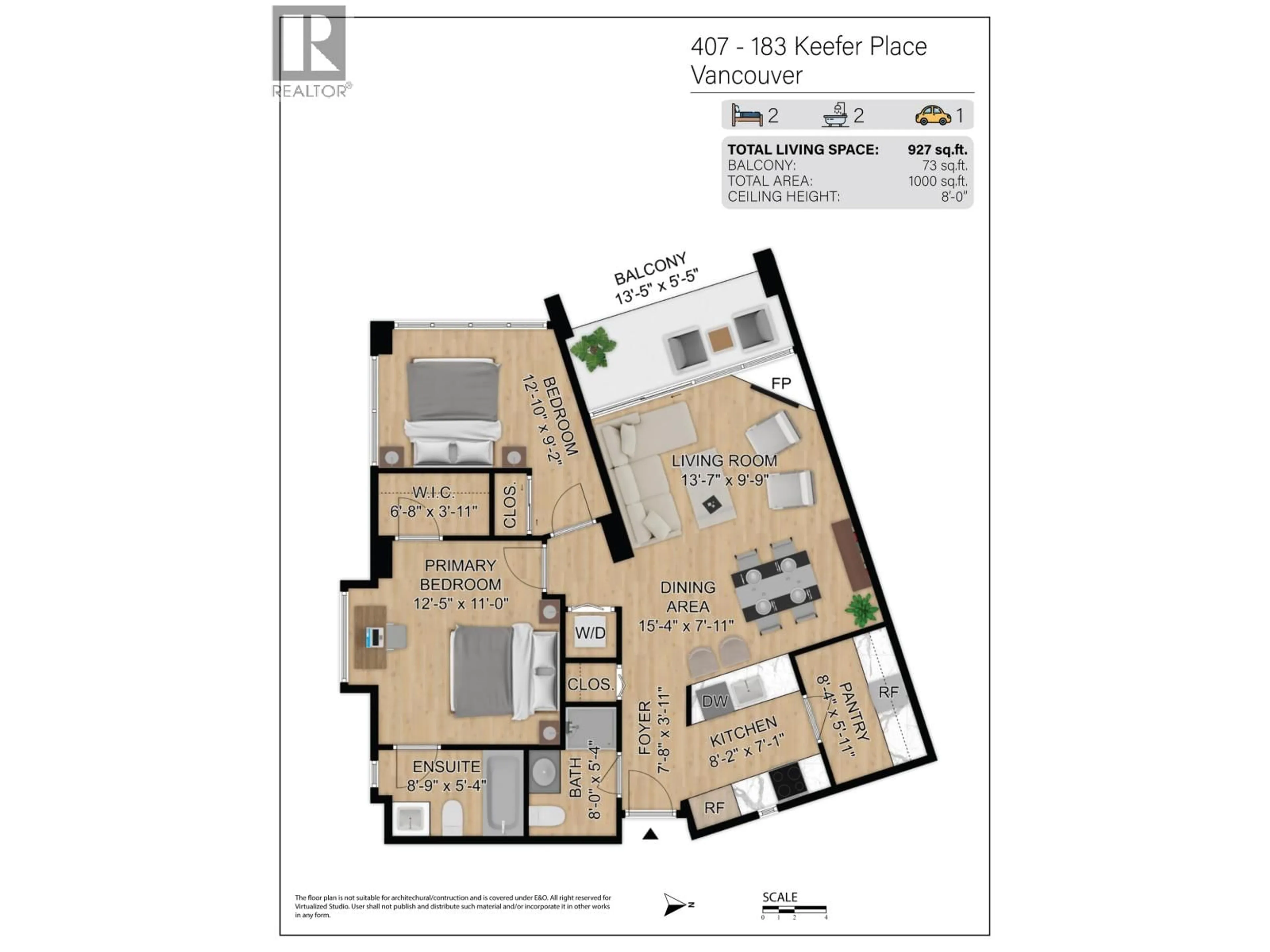 Floor plan for 407 - 183 KEEFER PLACE, Vancouver British Columbia V6B6B9