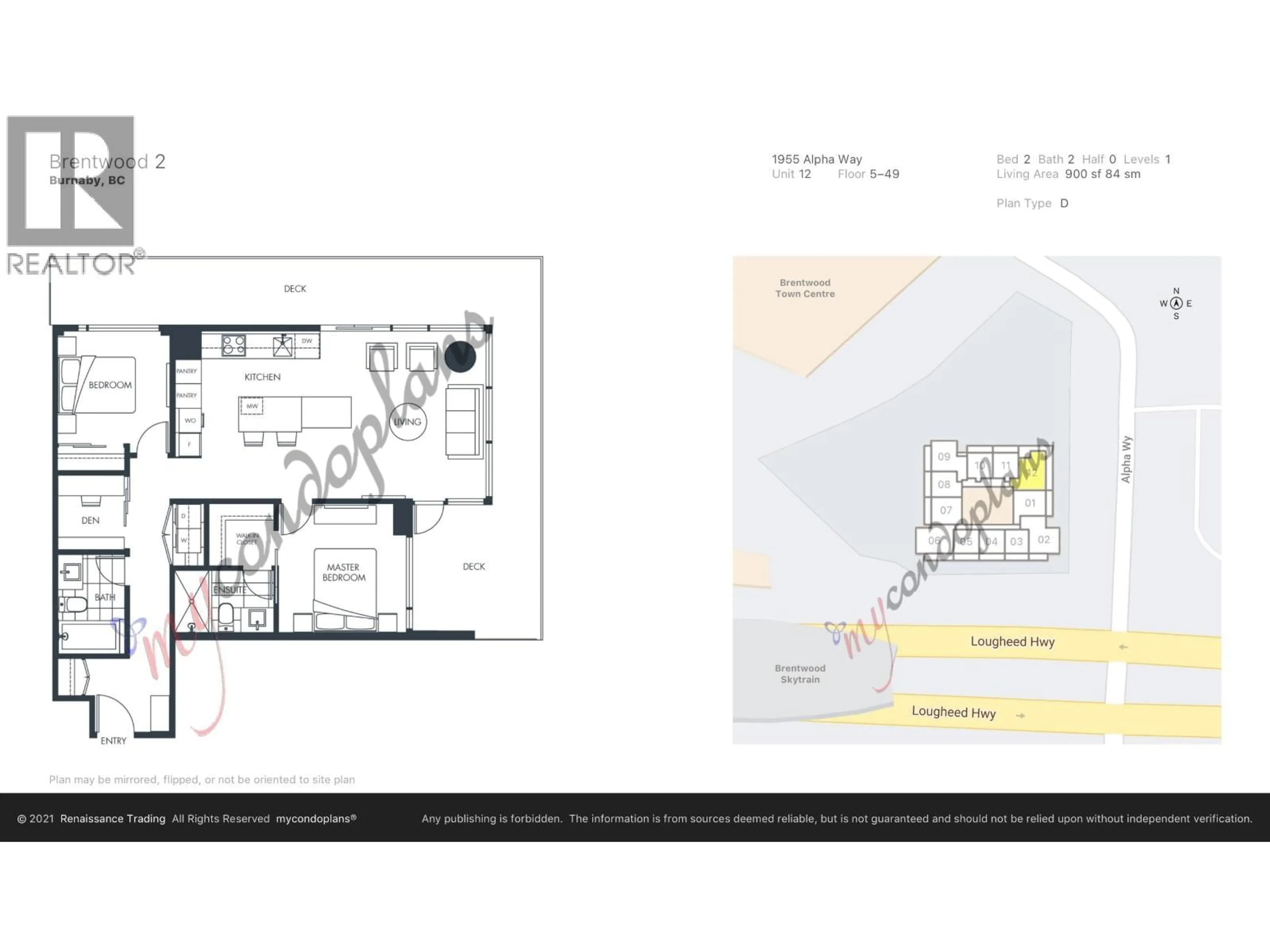 Floor plan for 2212 - 1955 ALPHA WAY, Burnaby British Columbia V5C0K6