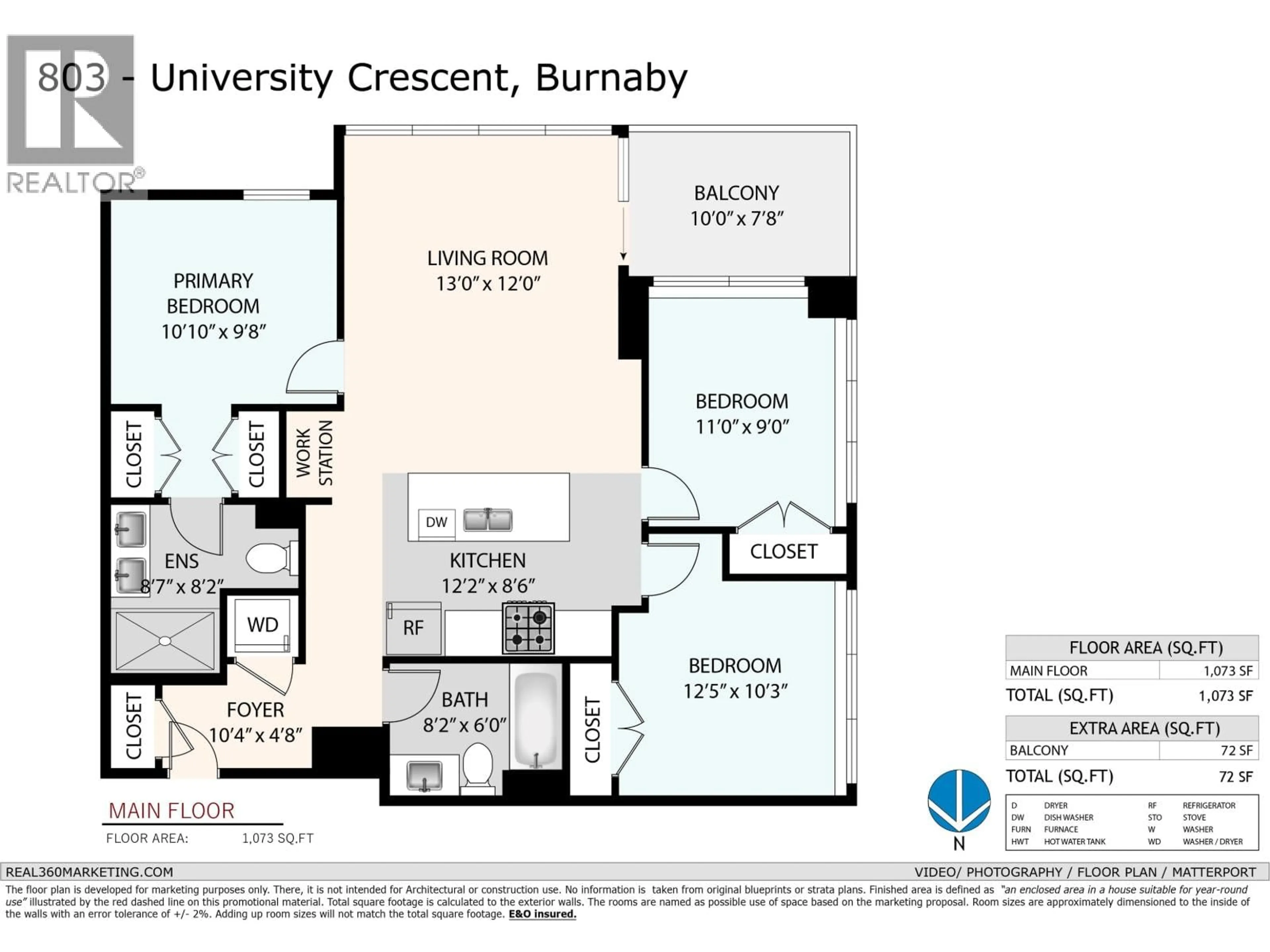 Floor plan for 803 - 9060 UNIVERSITY CRESCENT, Burnaby British Columbia V5A0E1