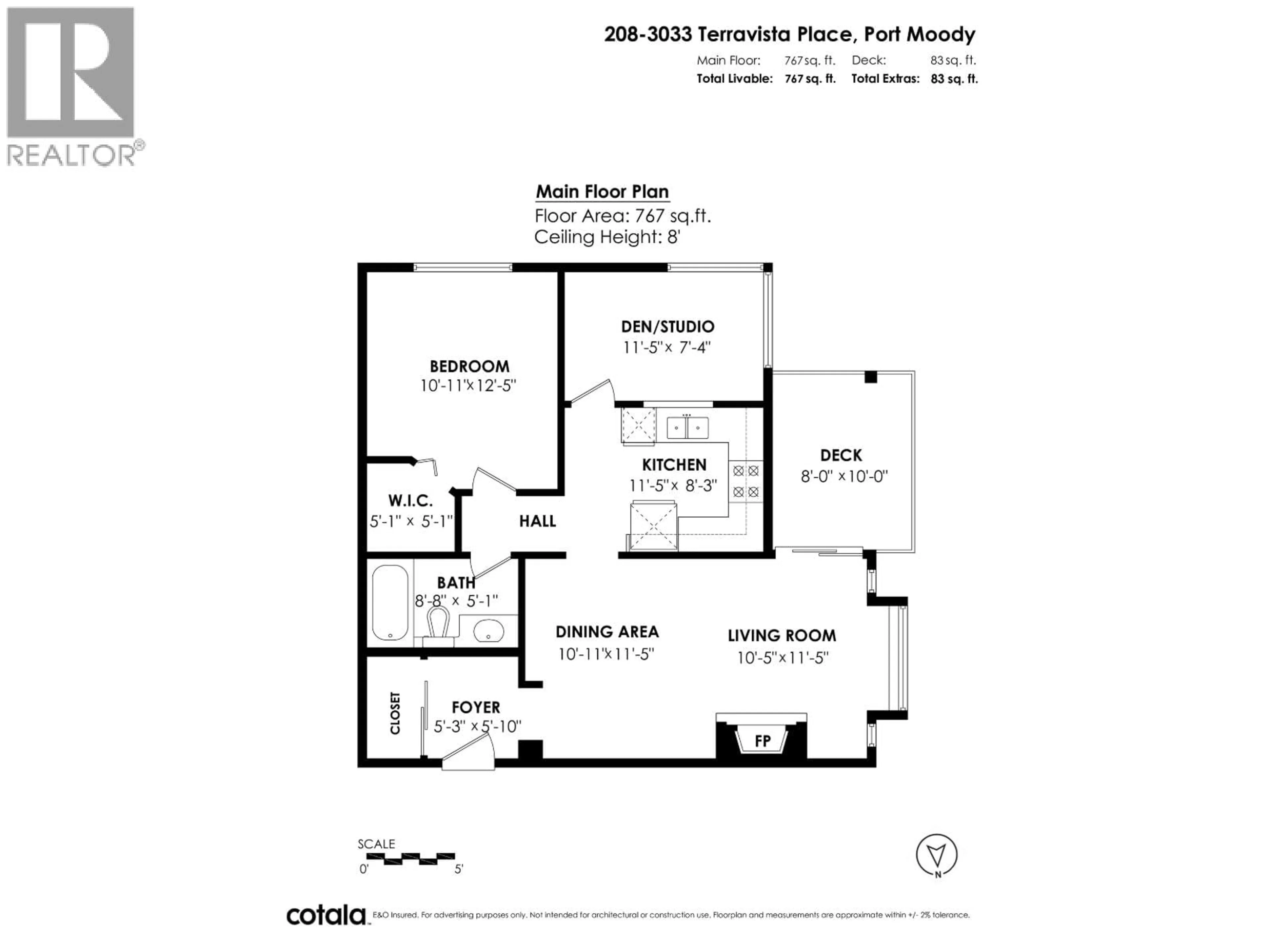 Floor plan for 208 - 3033 TERRAVISTA PLACE, Port Moody British Columbia V3H5A3