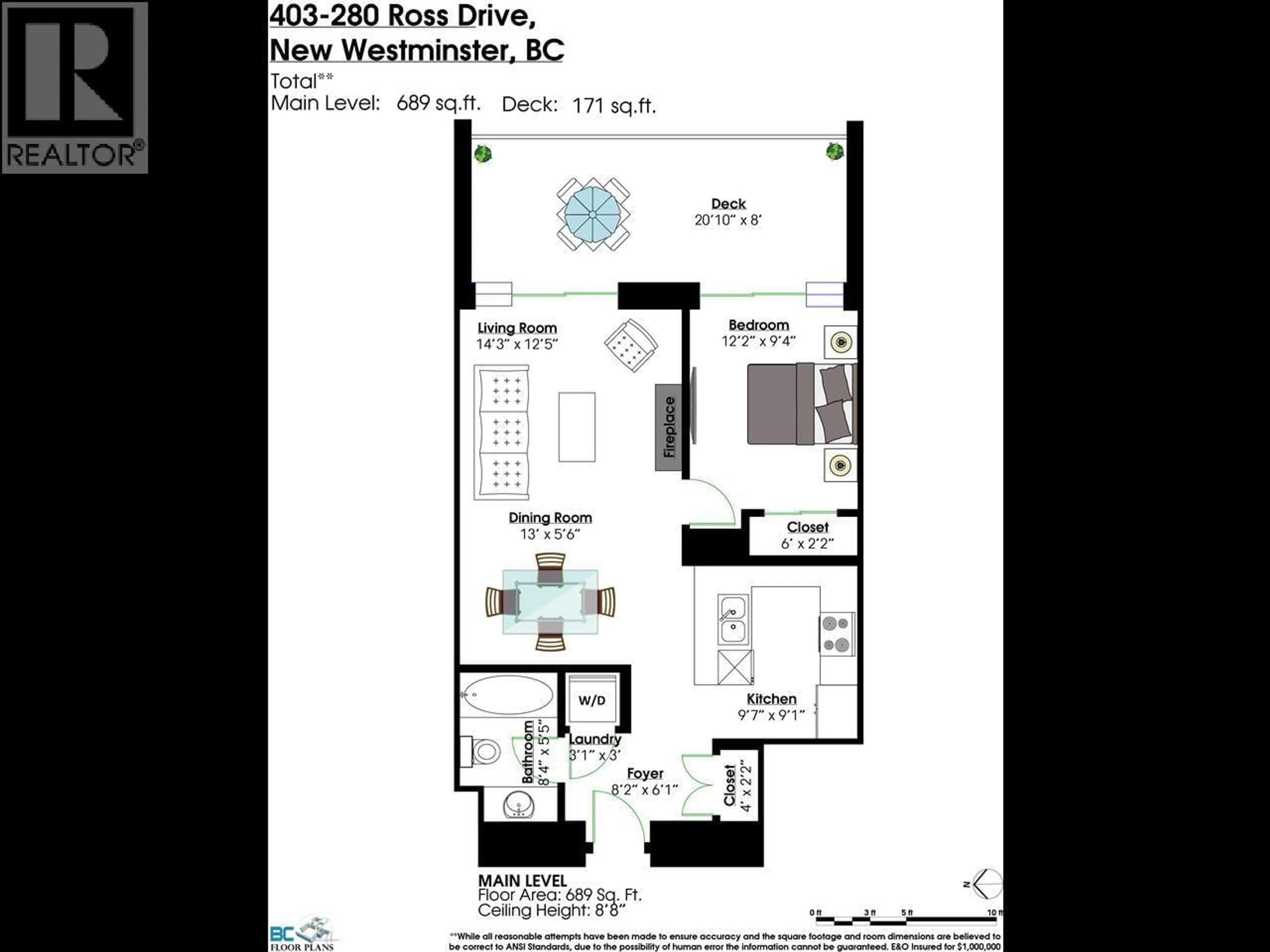 Floor plan for 403 - 280 ROSS DRIVE, New Westminster British Columbia V3L0C2