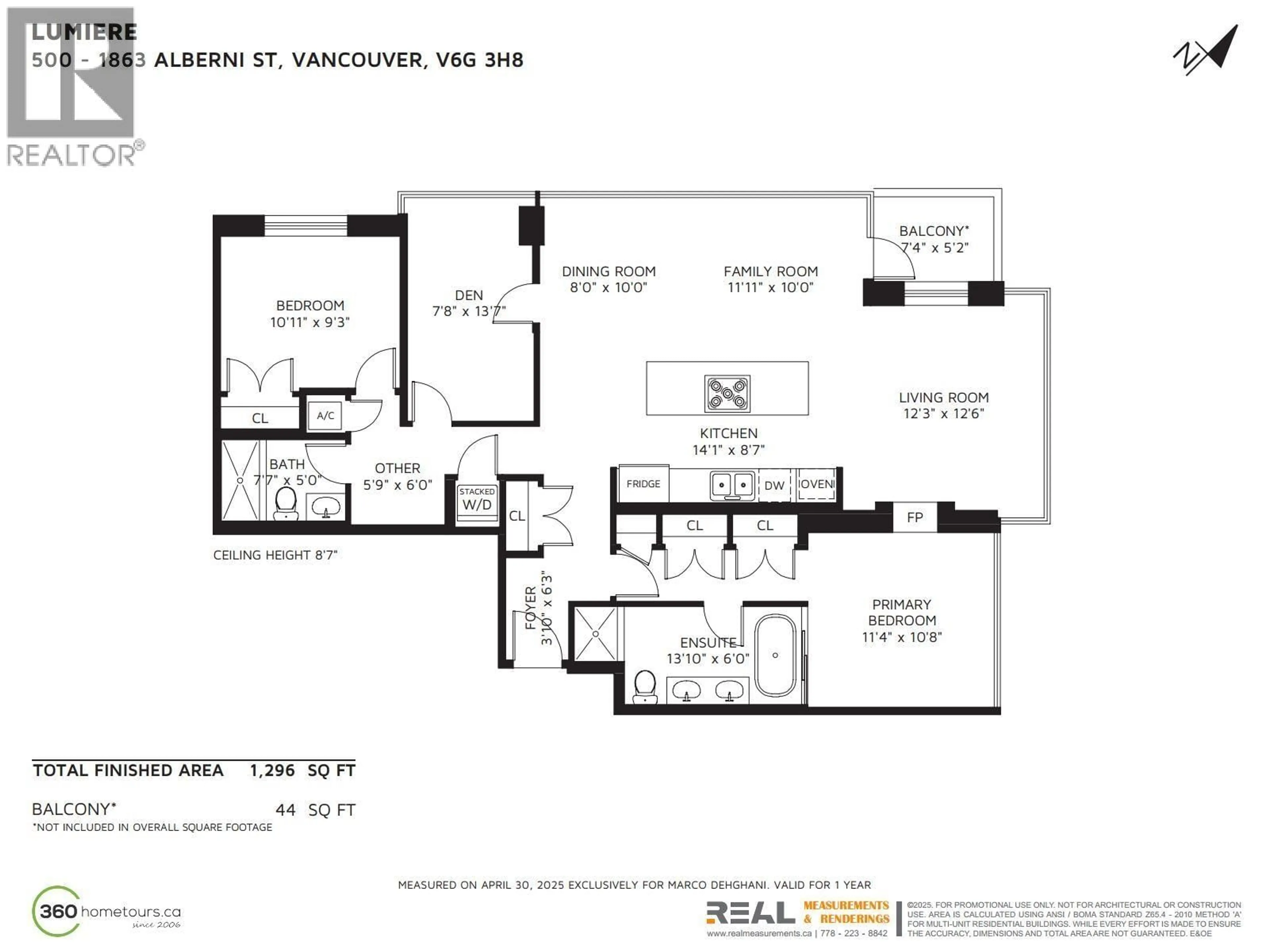 Floor plan for 500 - 1863 ALBERNI STREET, Vancouver British Columbia V6G3H8