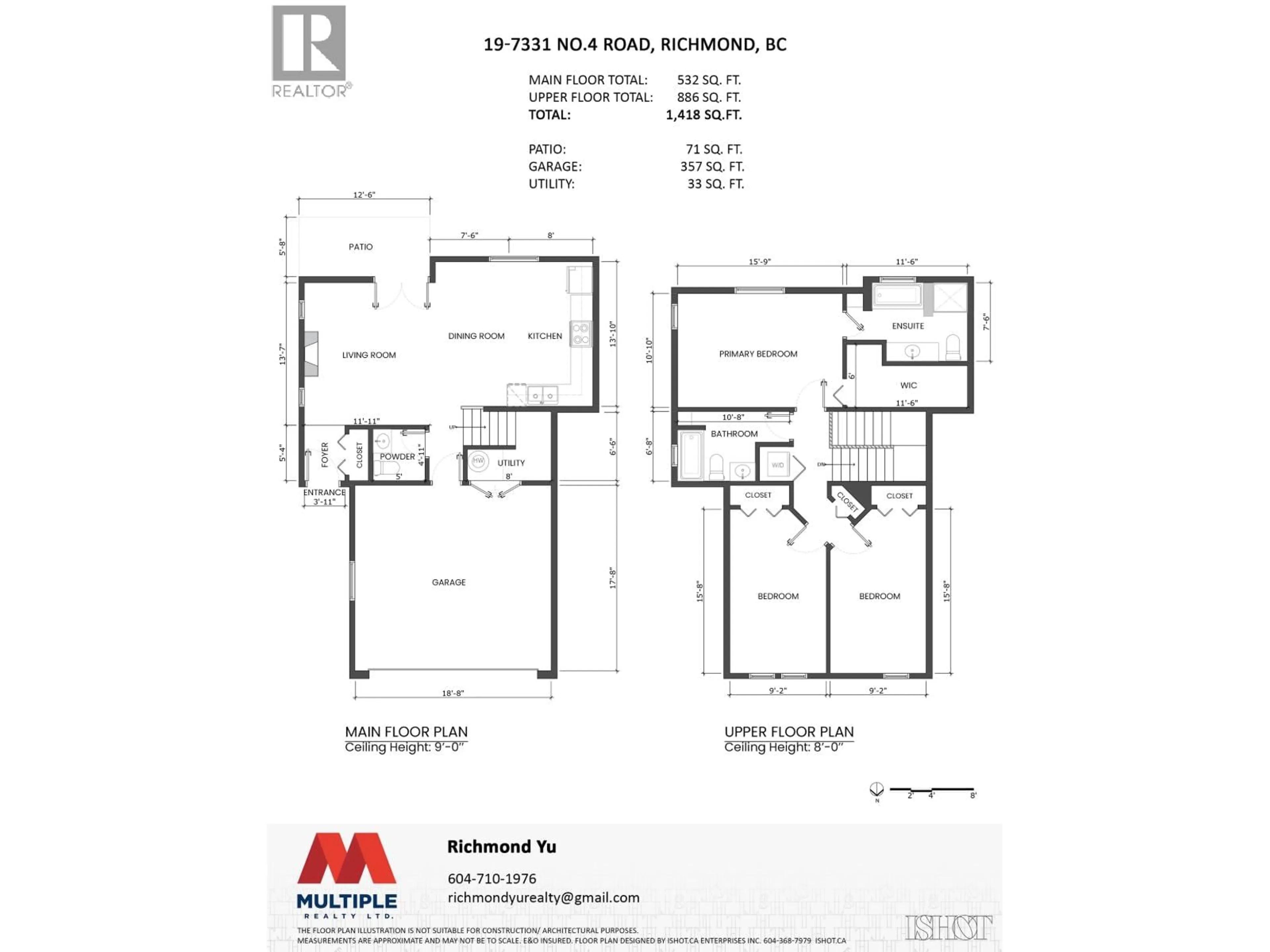 Floor plan for 19 - 7331 NO. 4 ROAD, Richmond British Columbia V6Y2T4