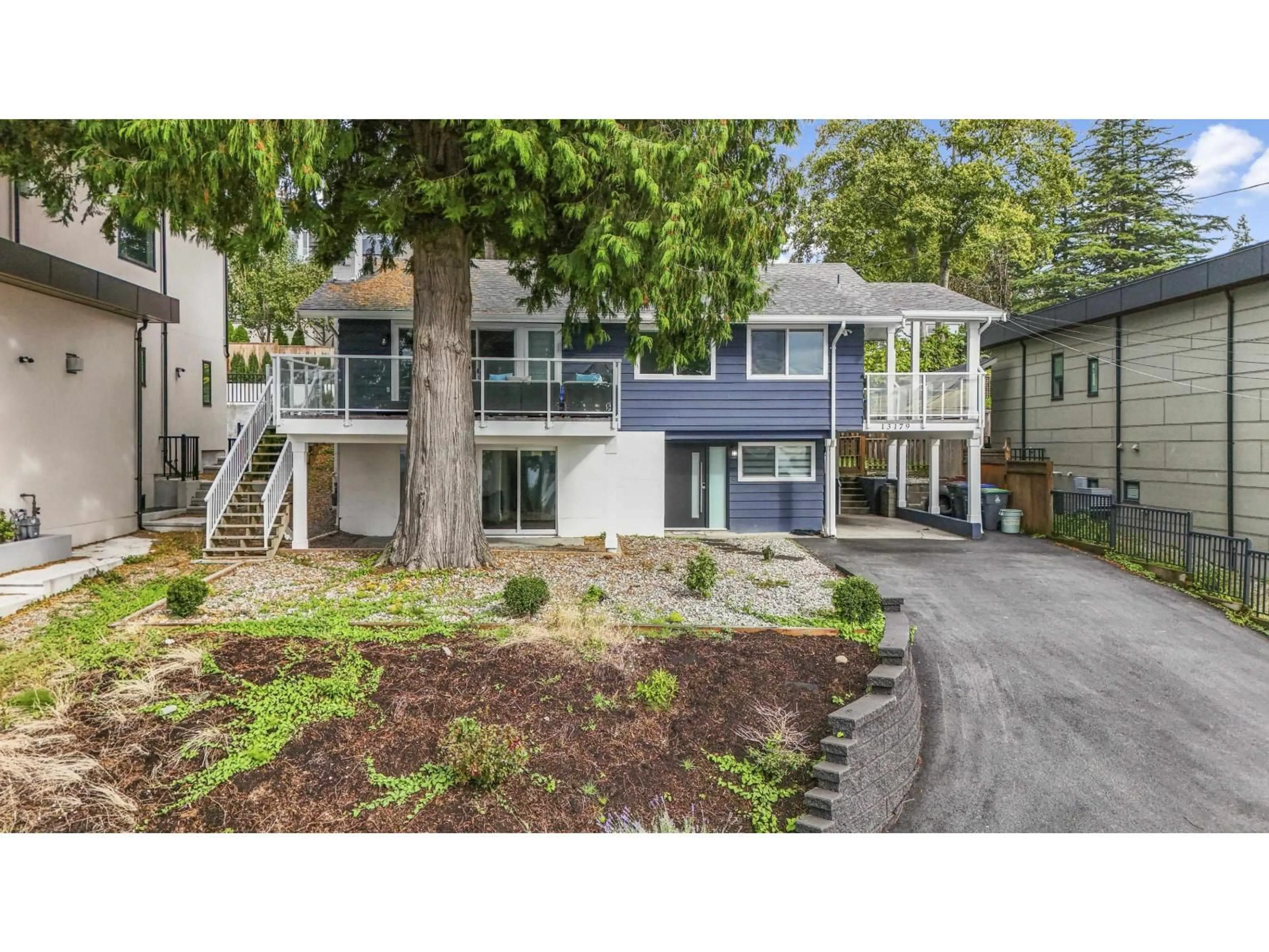 Home with vinyl exterior material, street for 13179 MARINE DRIVE, Surrey British Columbia V4A1E6