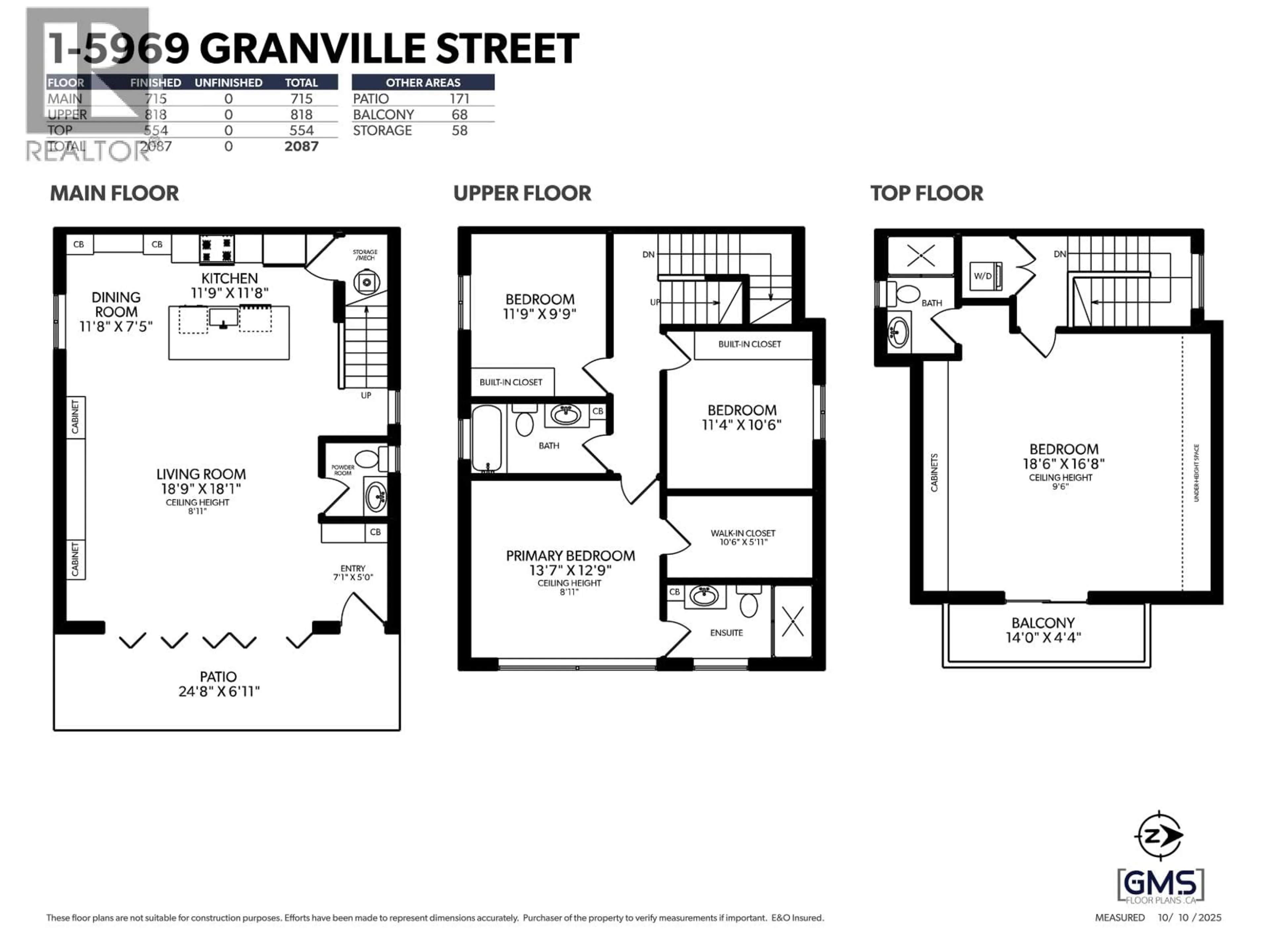 Floor plan for 1 - 5969 GRANVILLE STREET, Vancouver British Columbia V6M3C9