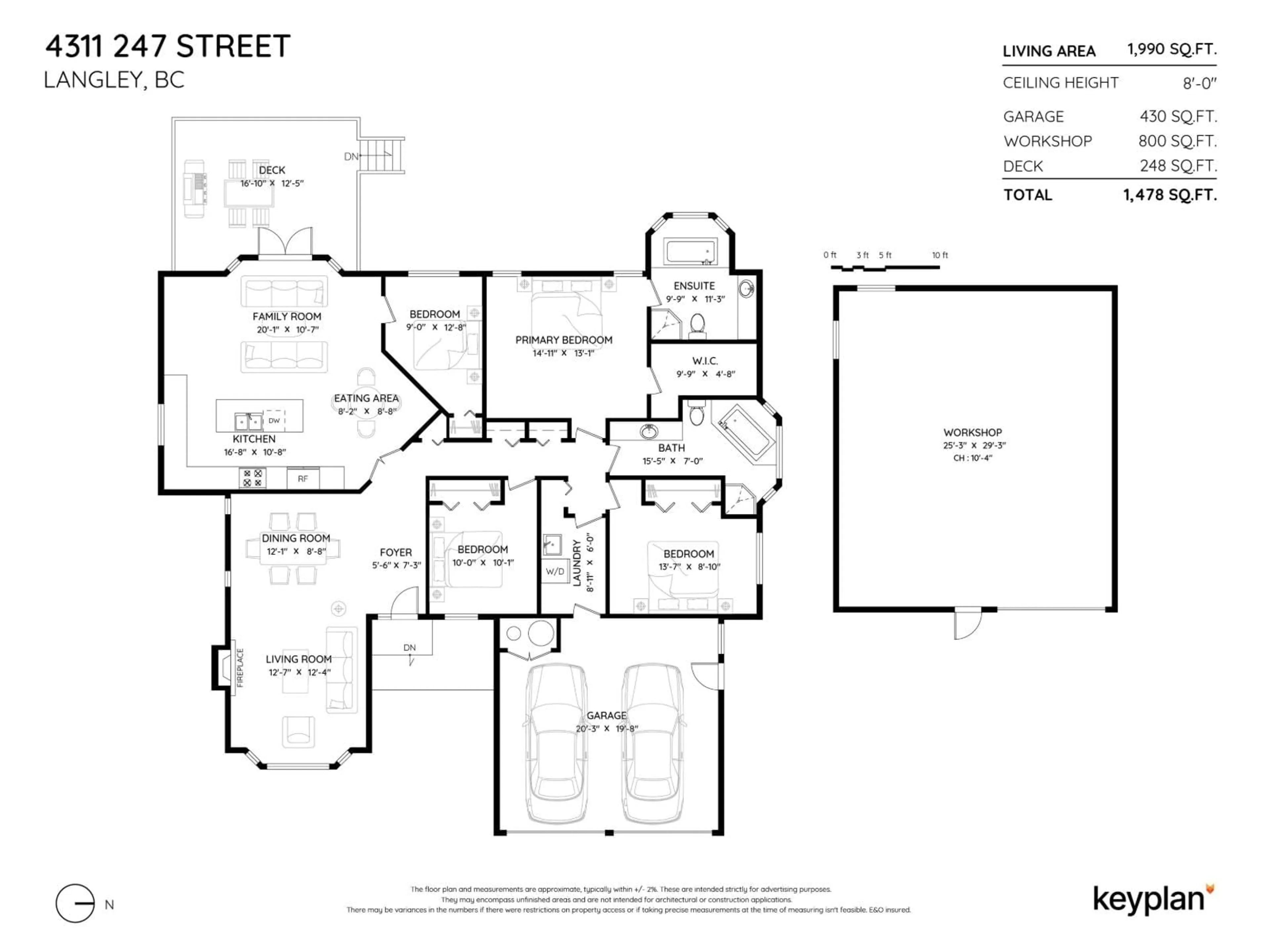 Floor plan for 4311 247 STREET, Langley British Columbia V2Z2L8