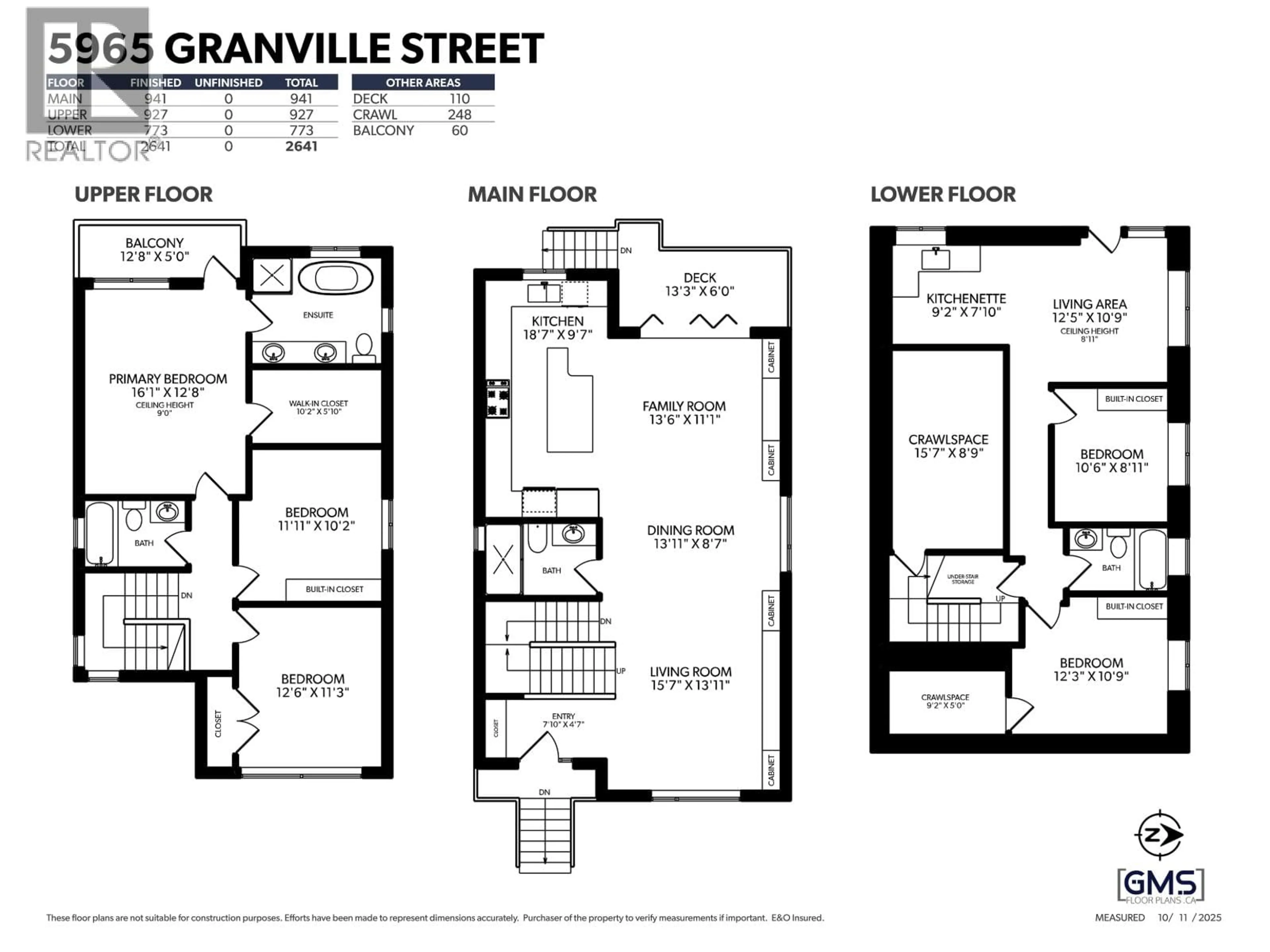 Floor plan for 5965 GRANVILLE STREET, Vancouver British Columbia V6M3C9