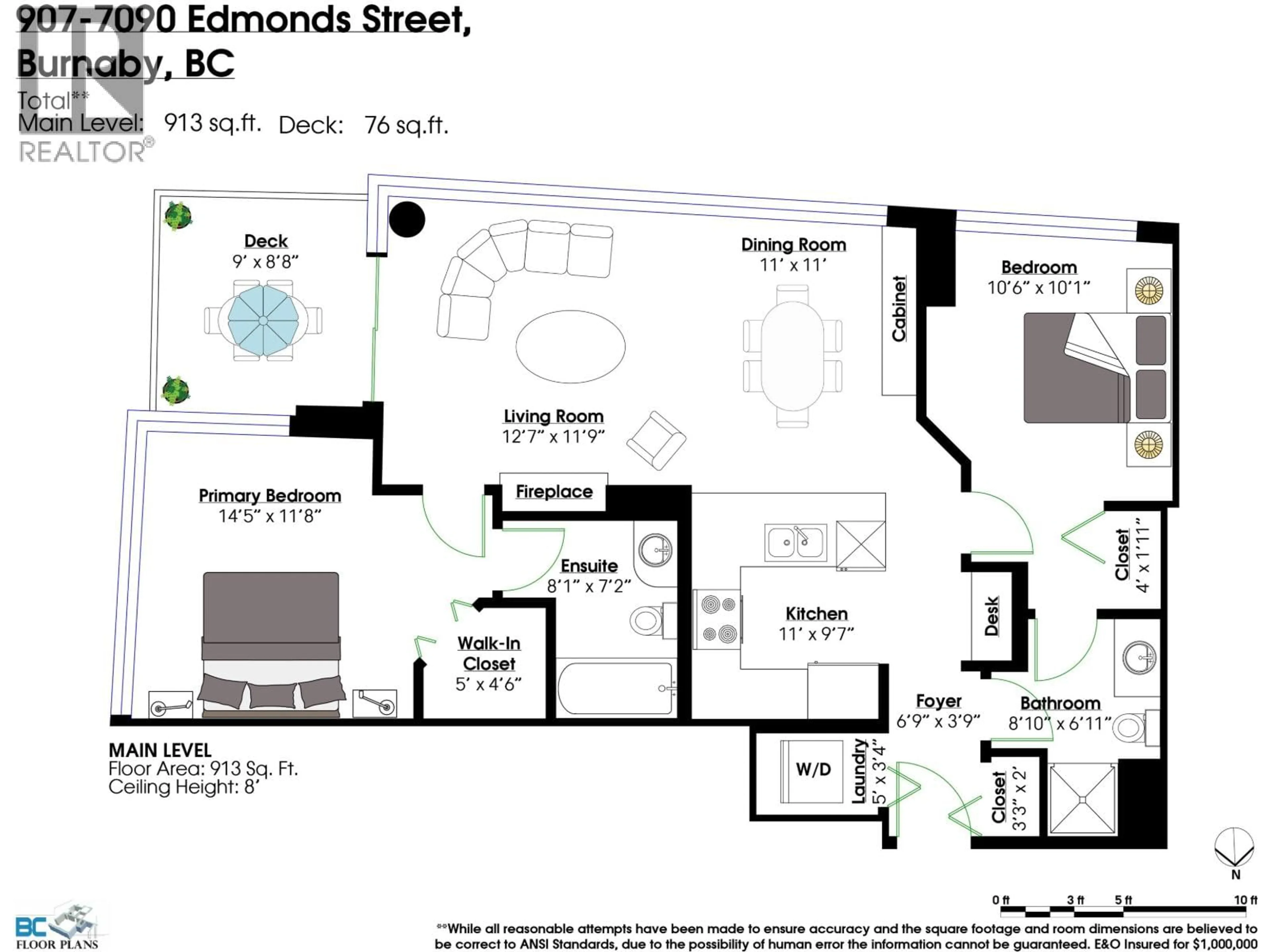 Floor plan for 907 - 7090 EDMONDS STREET, Burnaby British Columbia V3N0C6