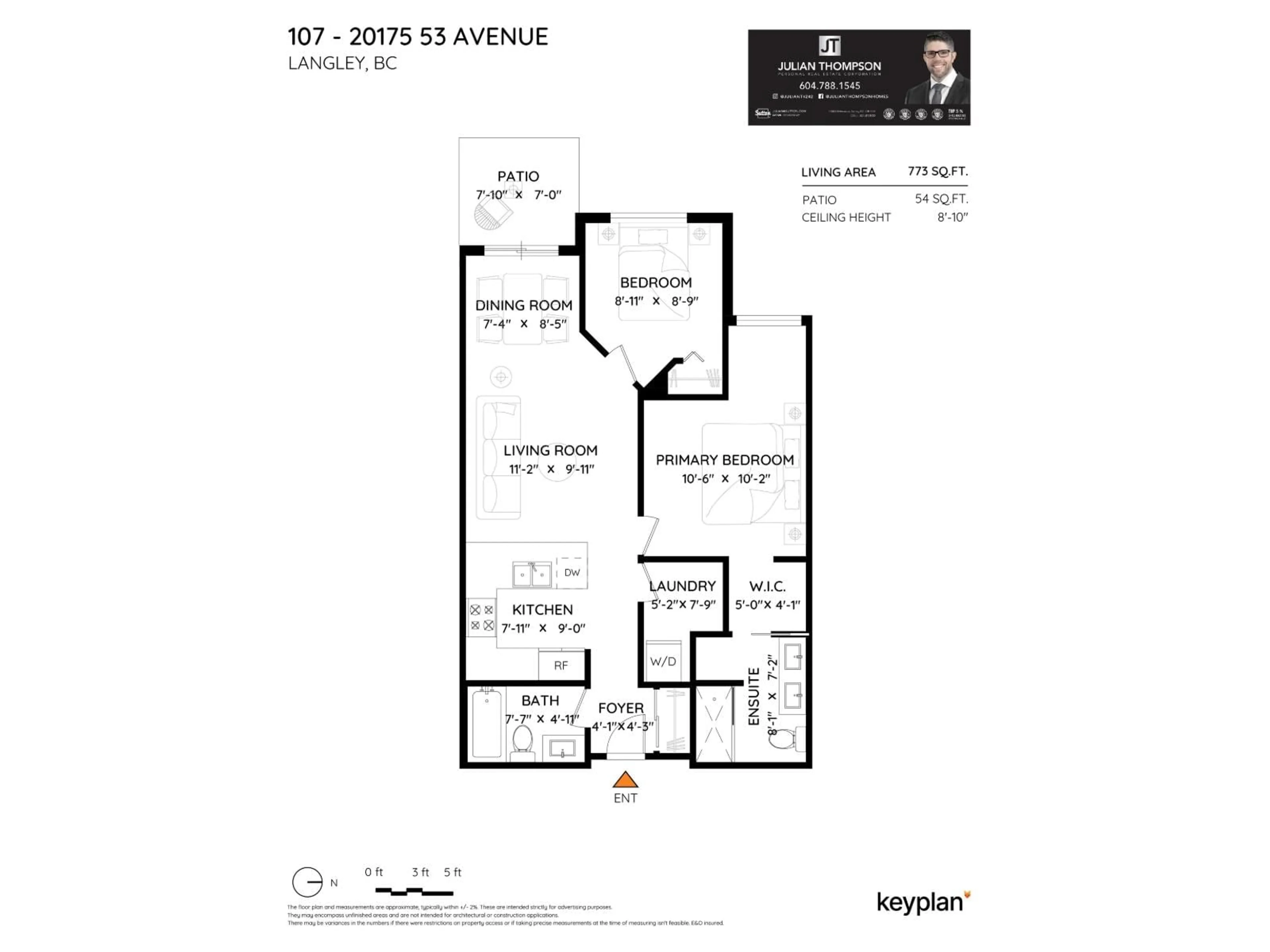 Floor plan for 107 - 20175 53 AVENUE, Langley British Columbia V3A0J8