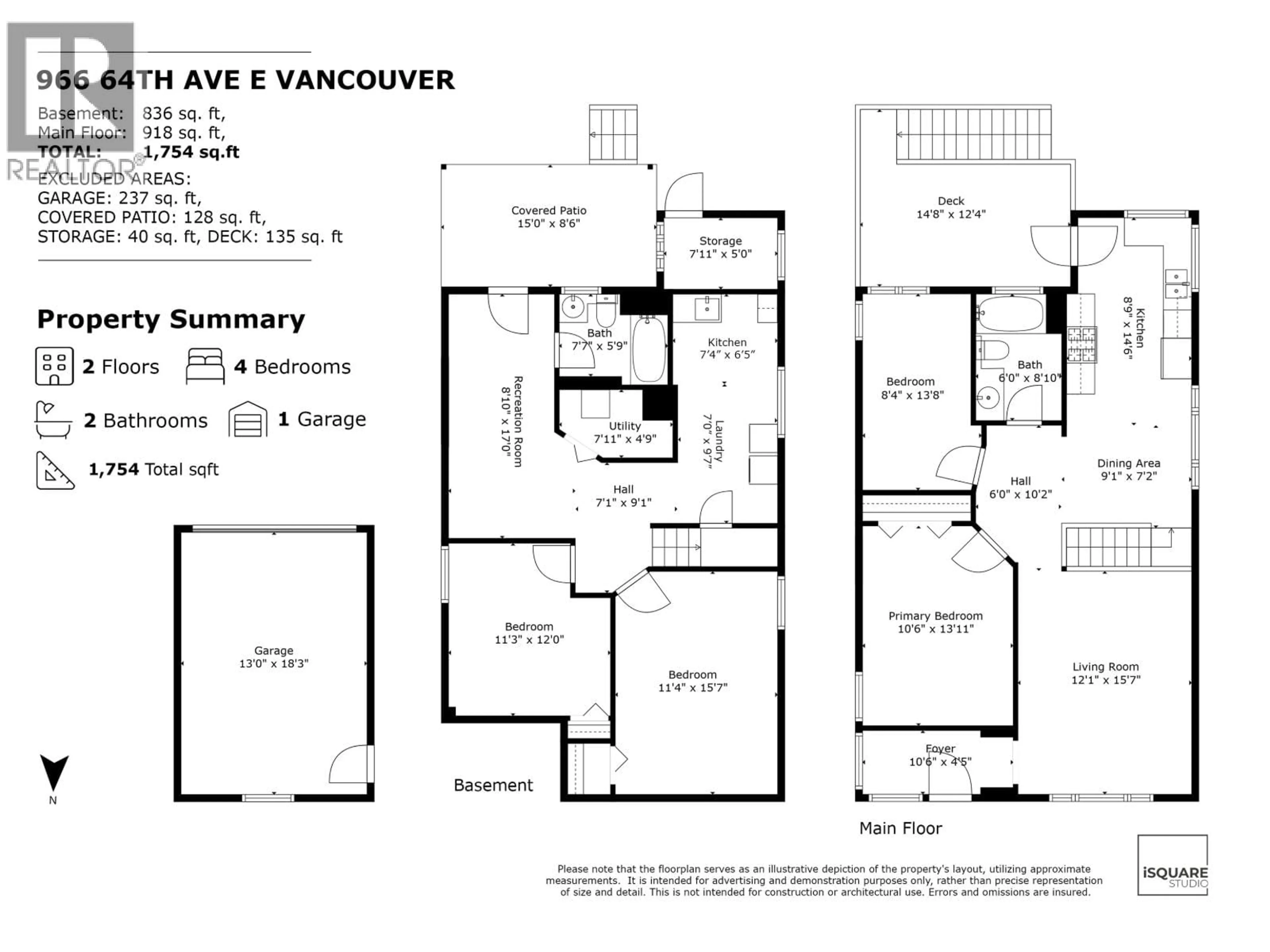 Floor plan for 966 64TH AVENUE, Vancouver British Columbia V5X2N4