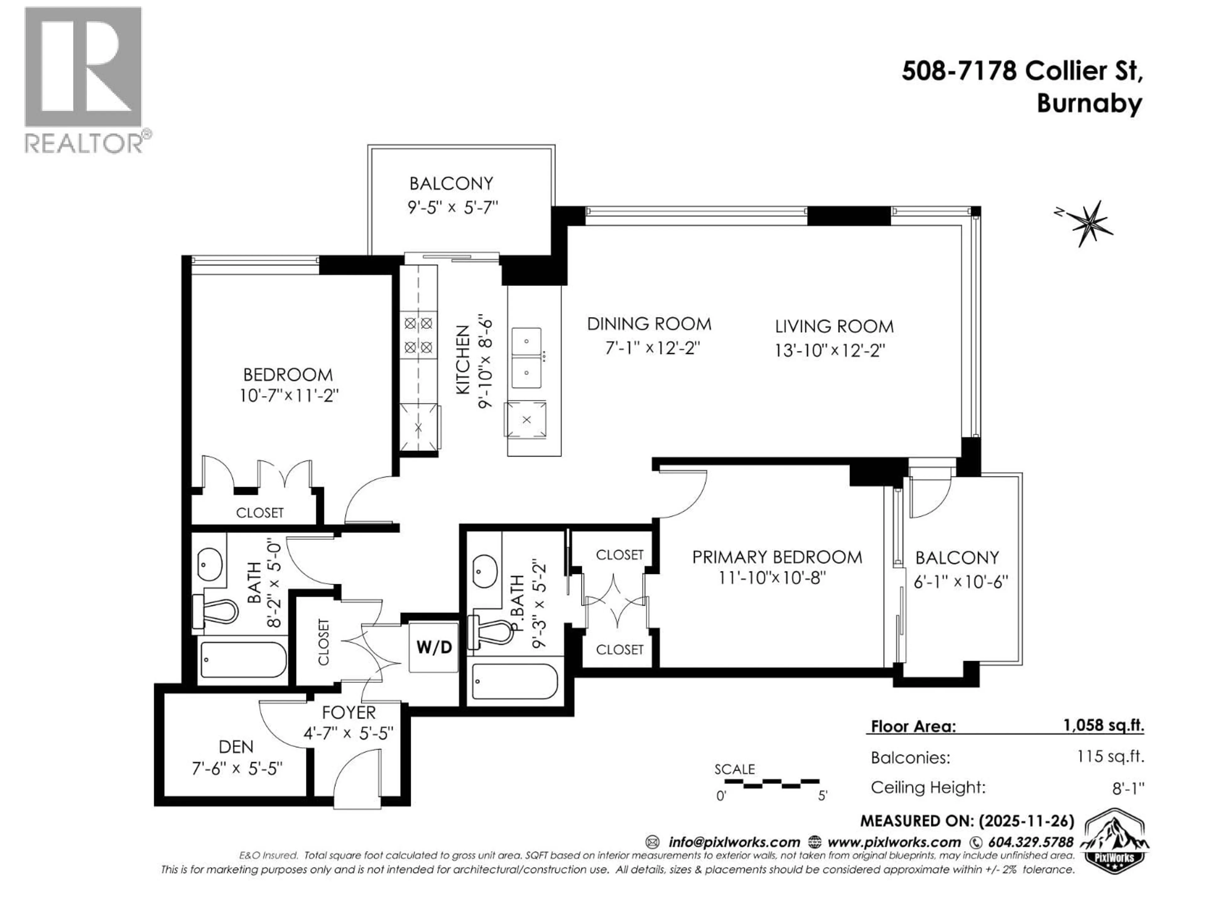 Floor plan for 508 - 7178 COLLIER STREET, Burnaby British Columbia V5E4N7