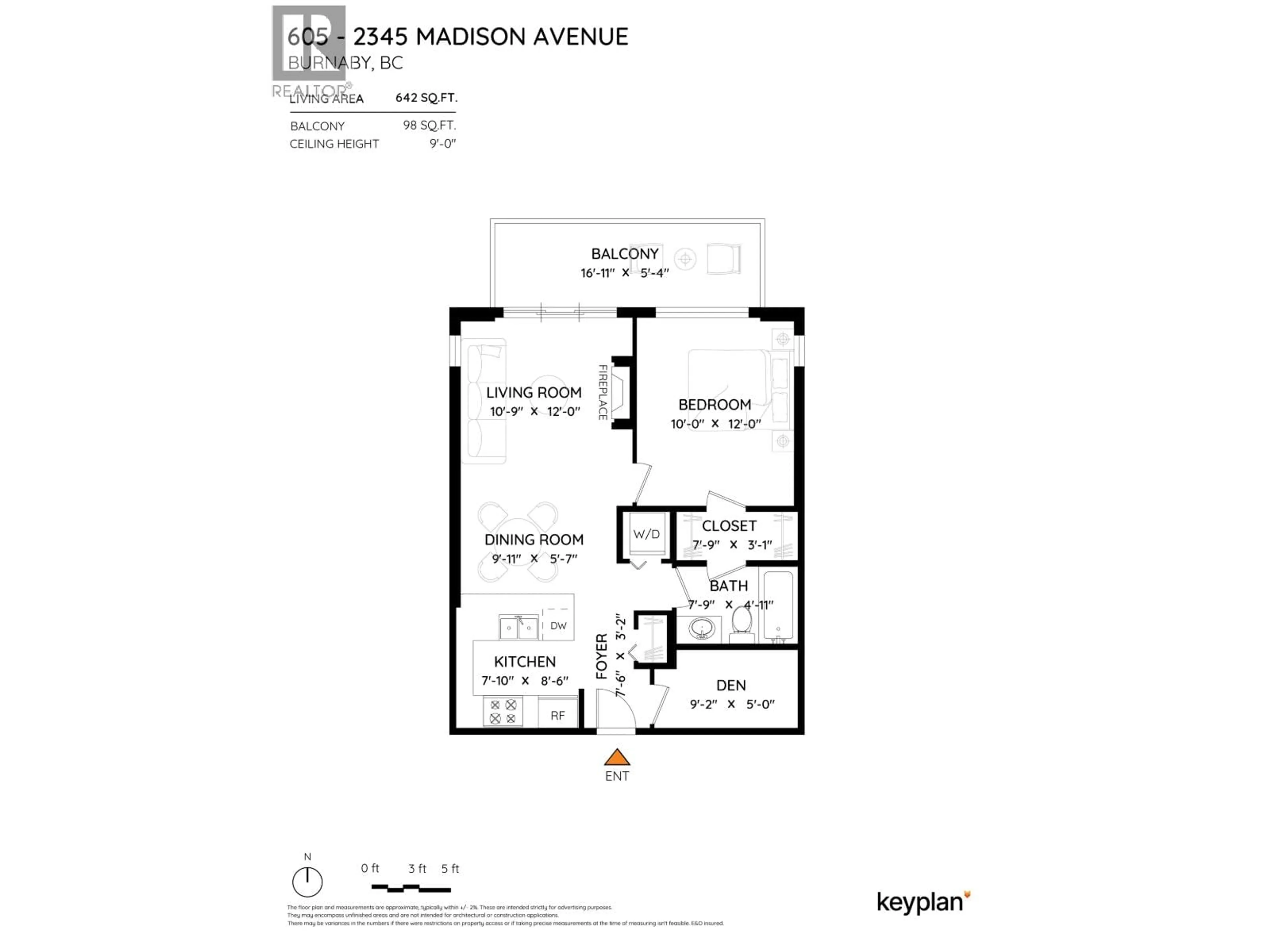 Floor plan for 605 - 2345 MADISON AVENUE, Burnaby British Columbia V5C0B4