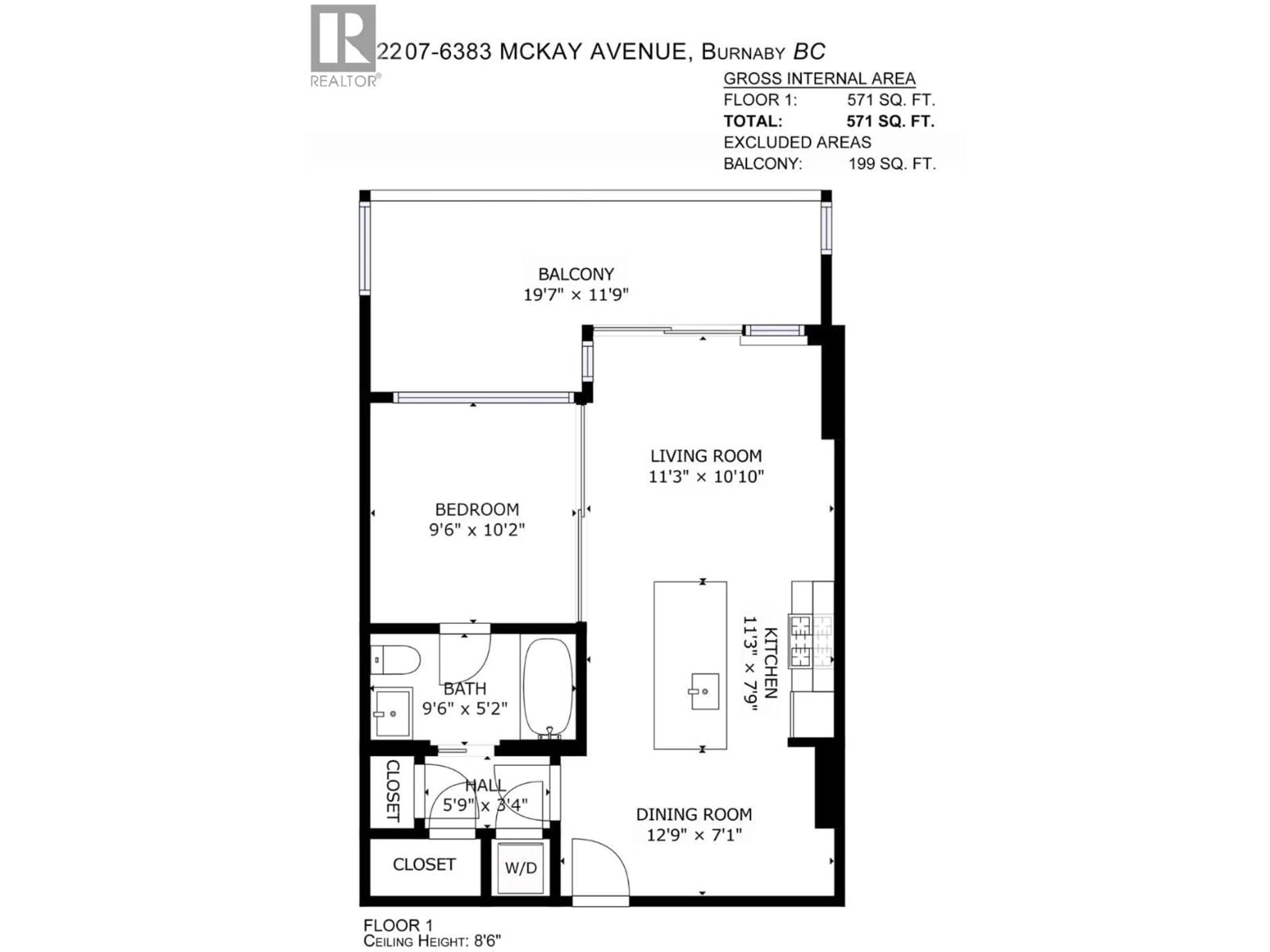 Floor plan for 2207 - 6383 MCKAY AVENUE, Burnaby British Columbia V5H0H8