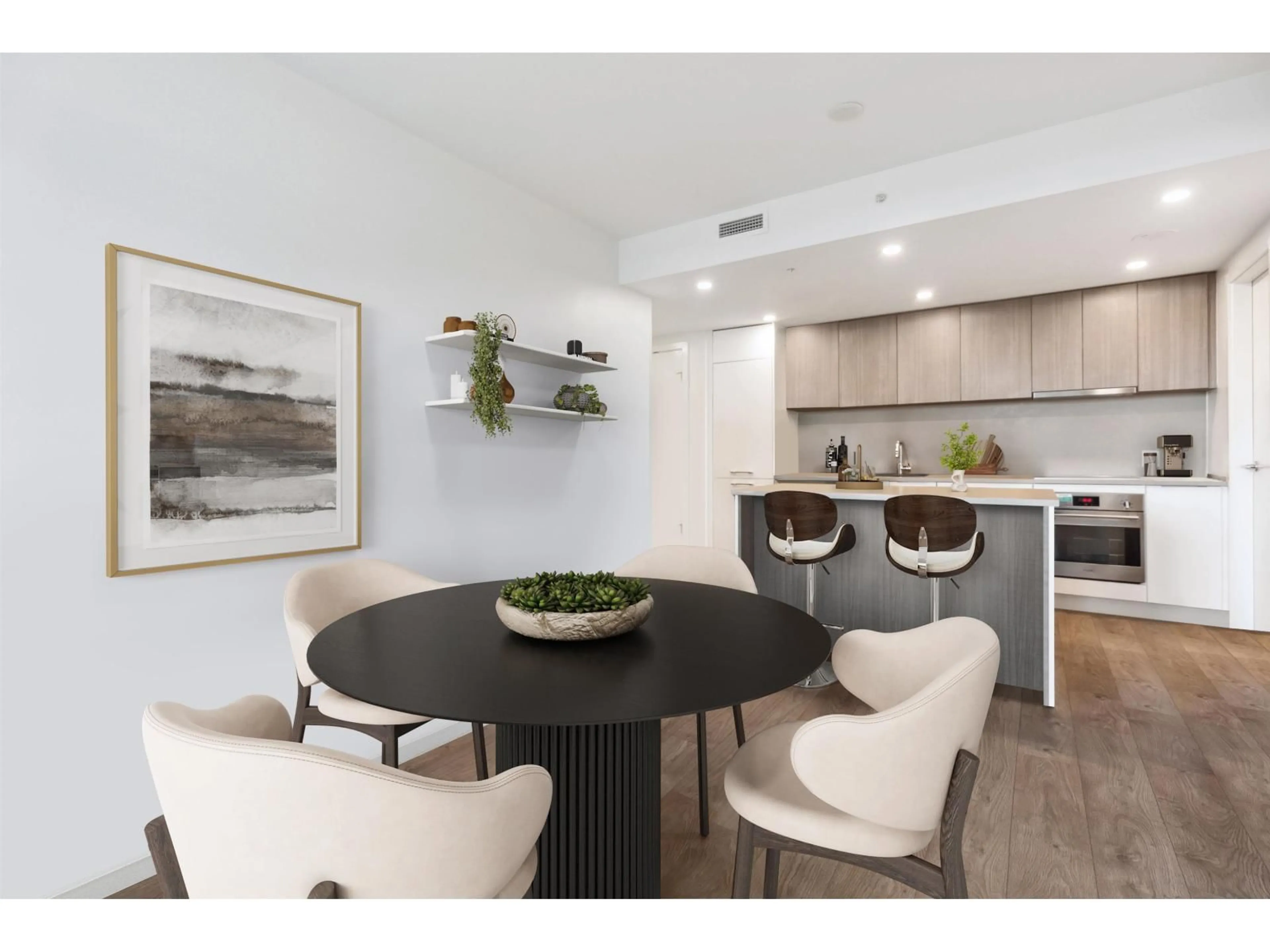 Open concept kitchen, wood/laminate floor for 1204 - 13318 104 AVENUE, Surrey British Columbia V3T0R2