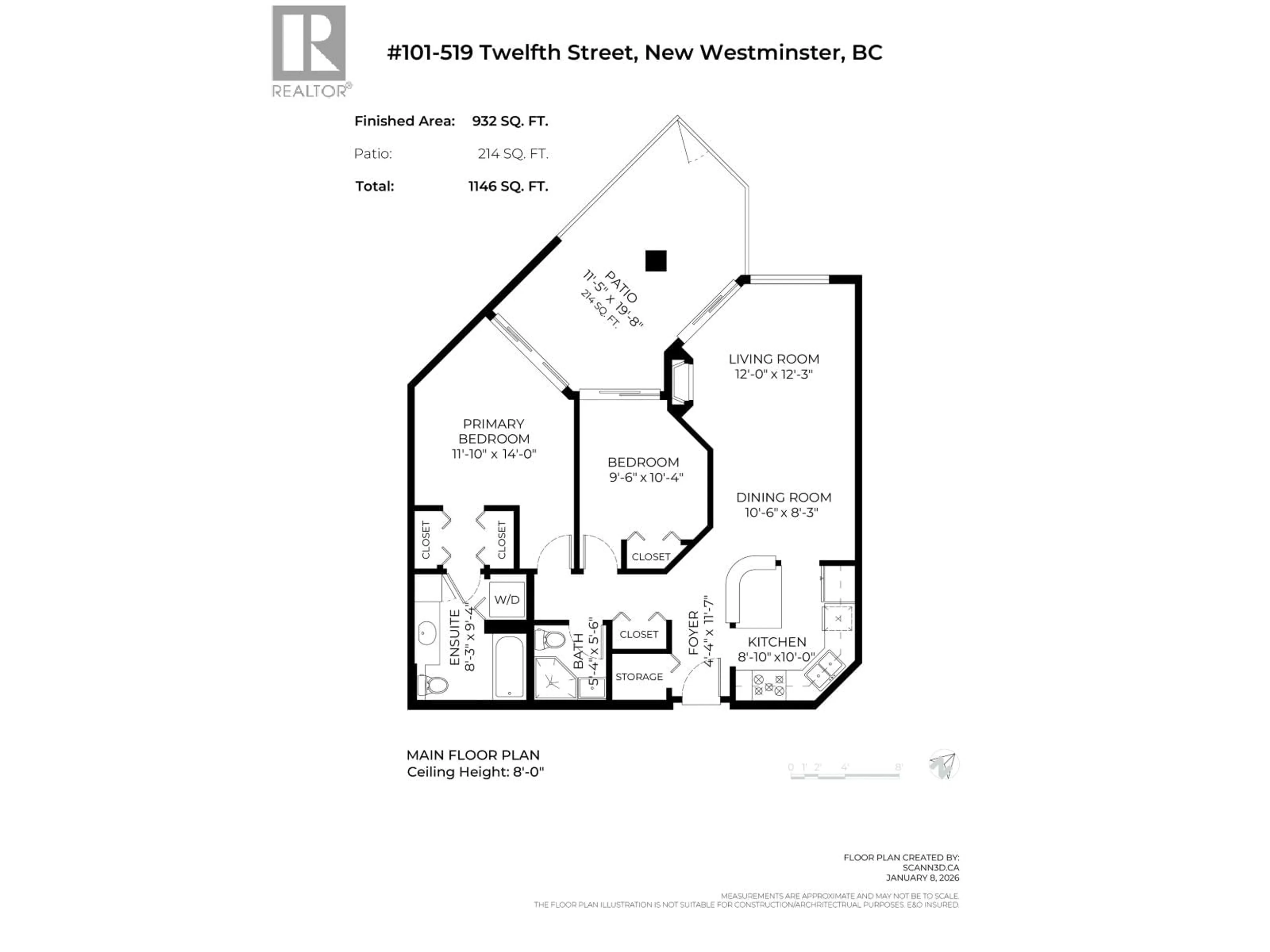 Floor plan for 101 - 519 TWELFTH STREET, New Westminster British Columbia V3M6V9
