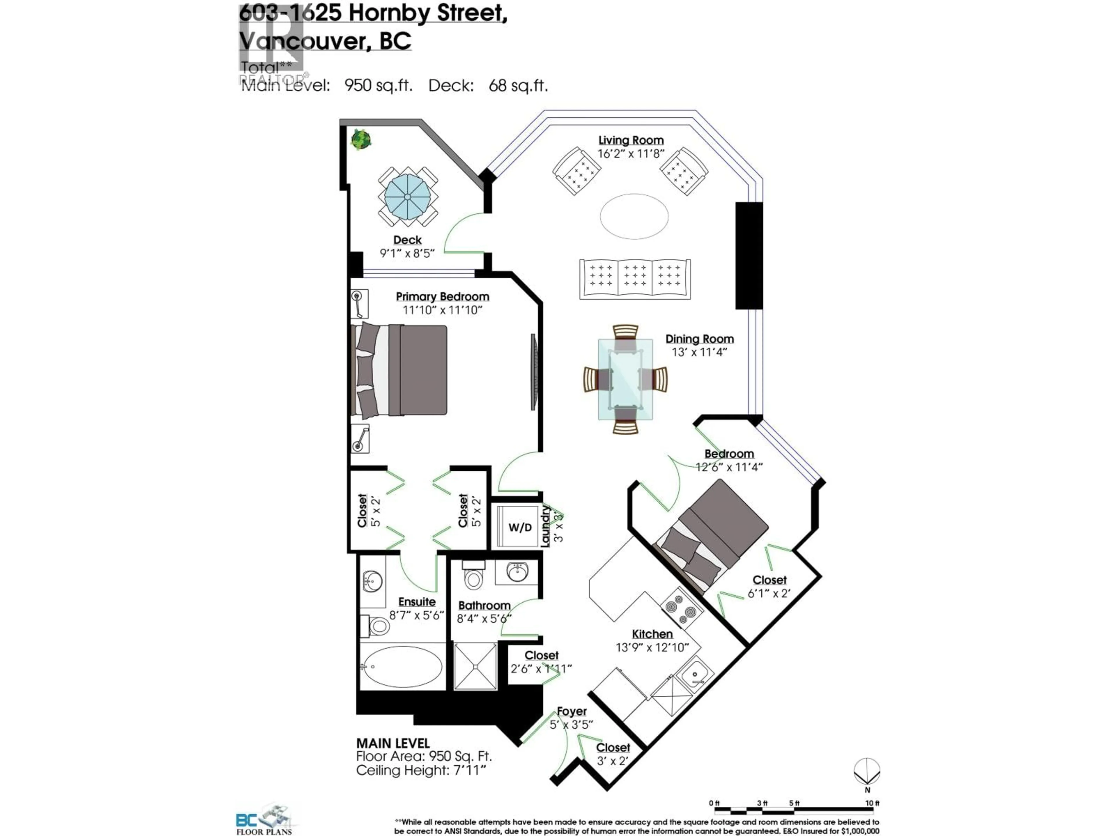 Floor plan for 603 - 1625 HORNBY STREET, Vancouver British Columbia V6Z2M2