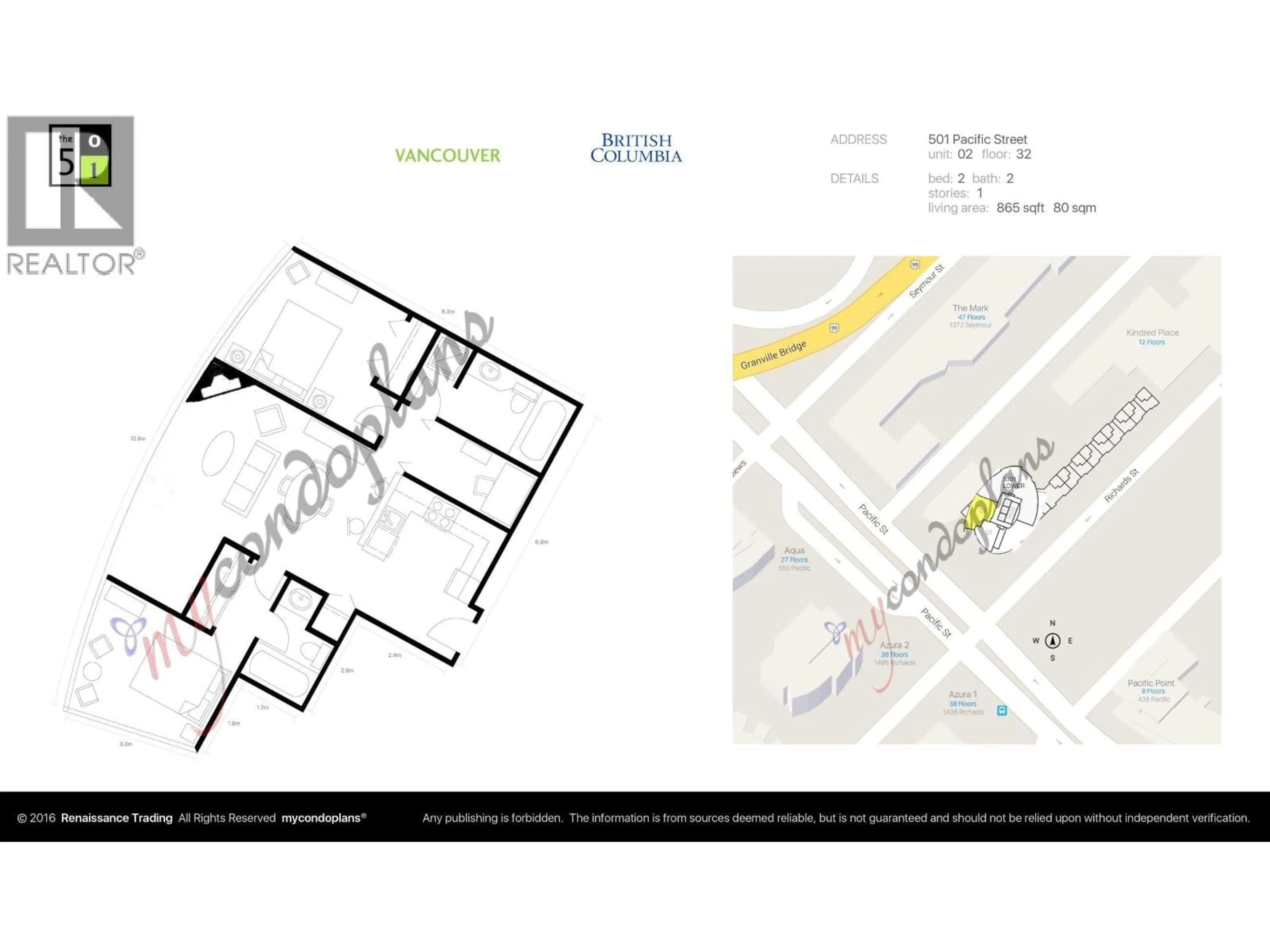 Floor plan for 3202 - 501 PACIFIC STREET, Vancouver British Columbia V6Z2X6