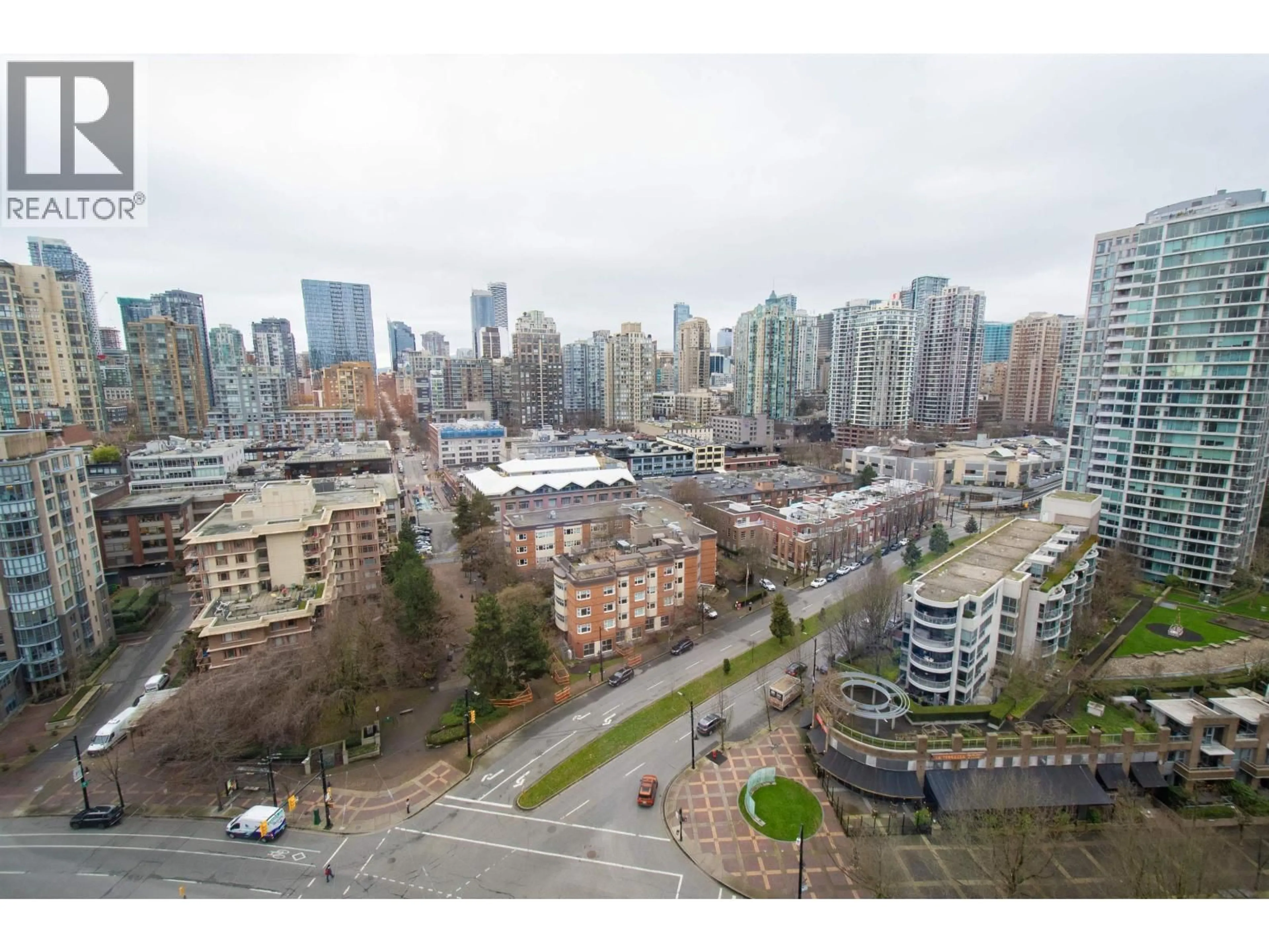 A pic from outside/outdoor area/front of a property/back of a property/a pic from drone, city buildings view from balcony for 2105 - 193 AQUARIUS MEWS, Vancouver British Columbia V6Z2Z2