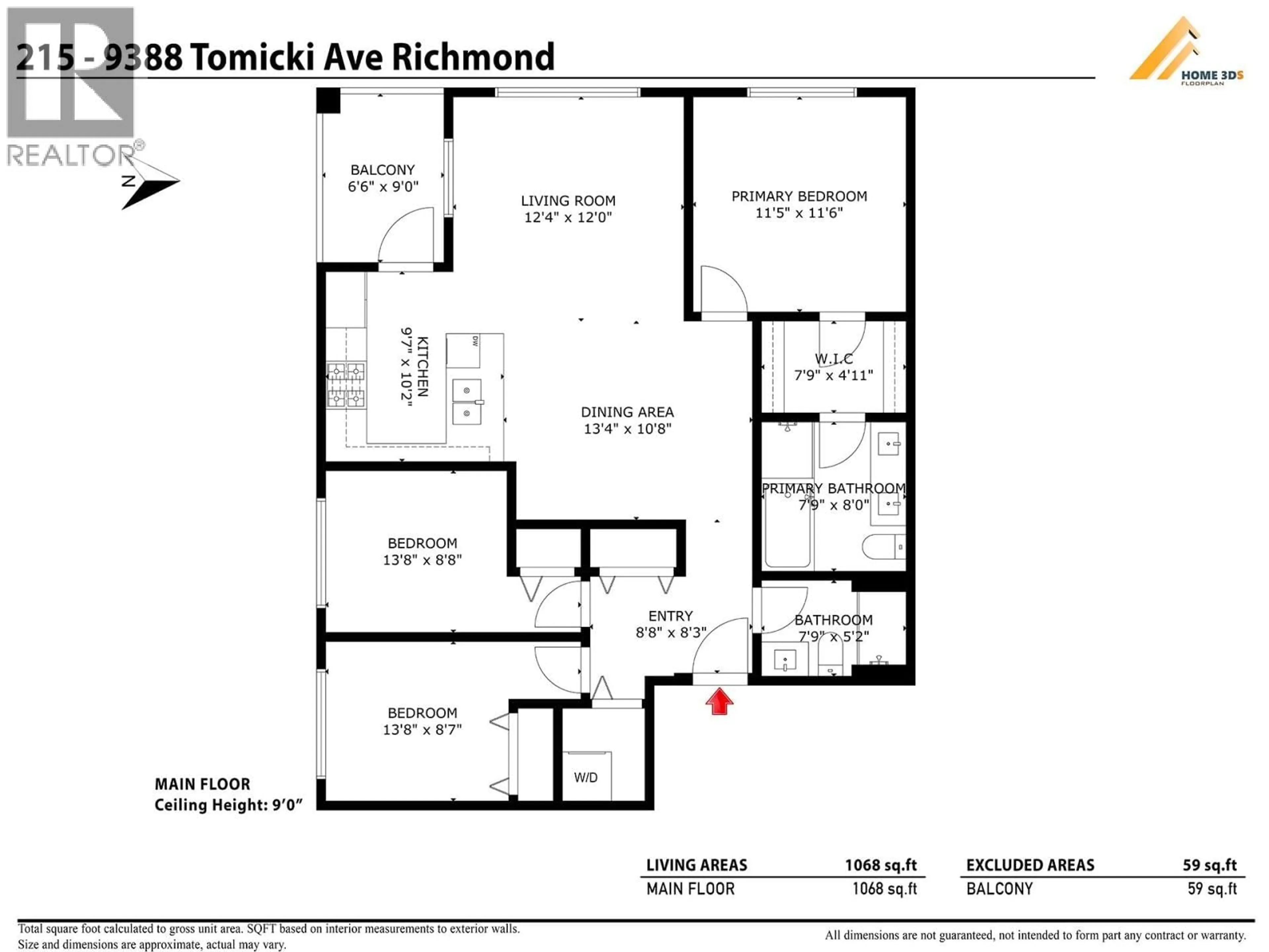 Floor plan for 215 - 9388 TOMICKI AVENUE, Richmond British Columbia V6X0P1