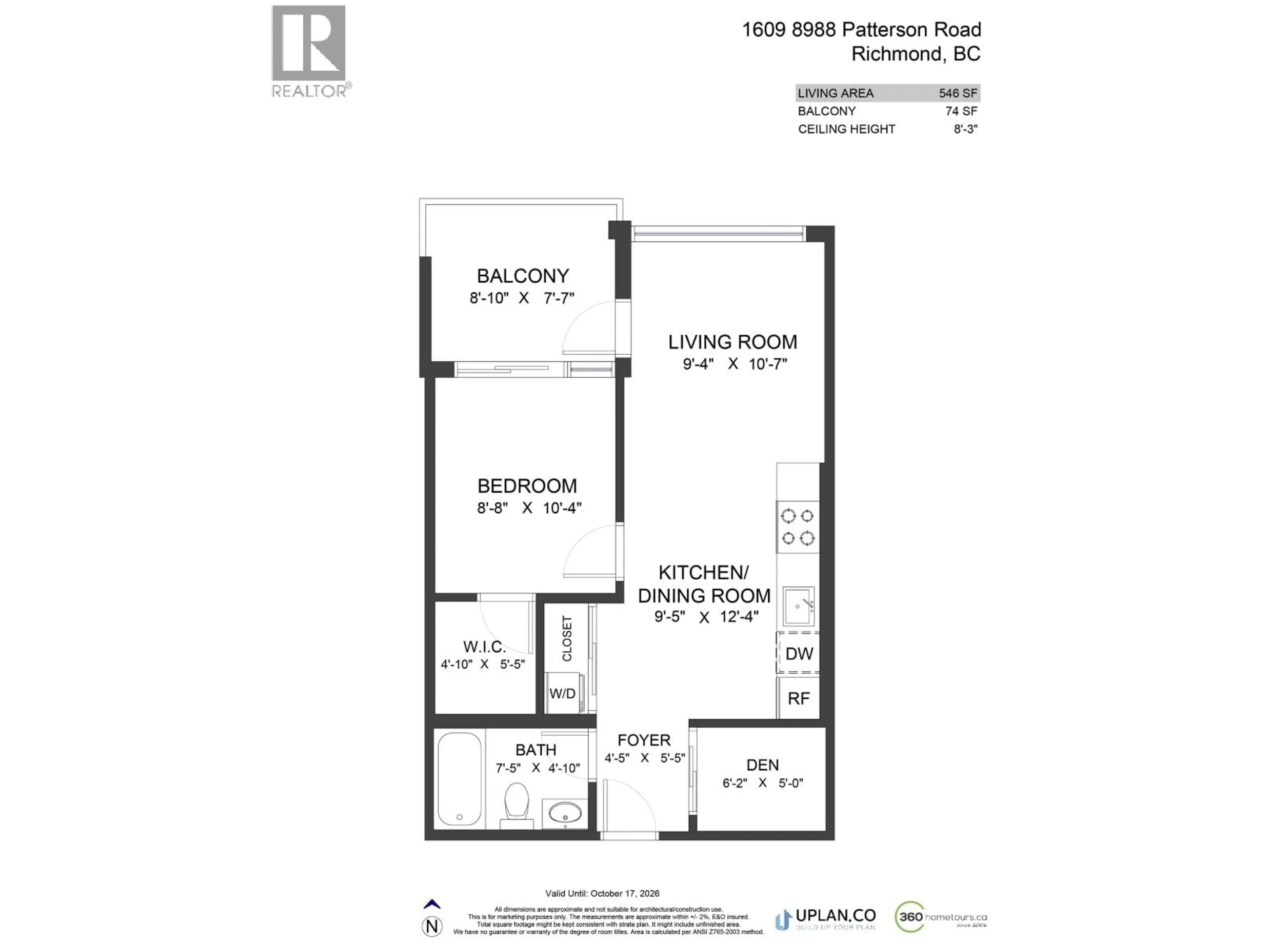 Floor plan for 1609 - 8988 PATTERSON ROAD, Richmond British Columbia V6X0R2