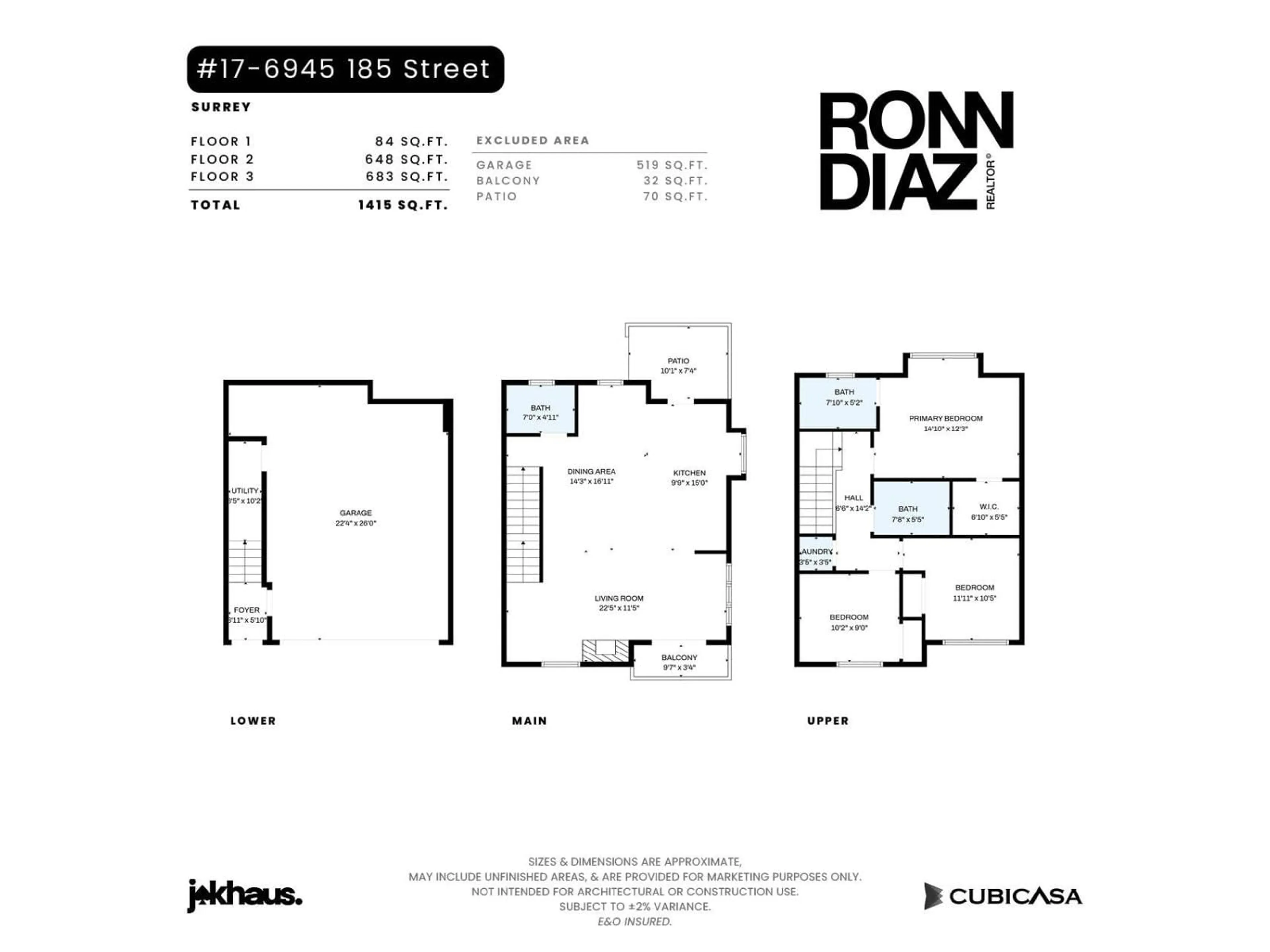 Floor plan for 17 - 6945 185 STREET, Surrey British Columbia V4N6N4