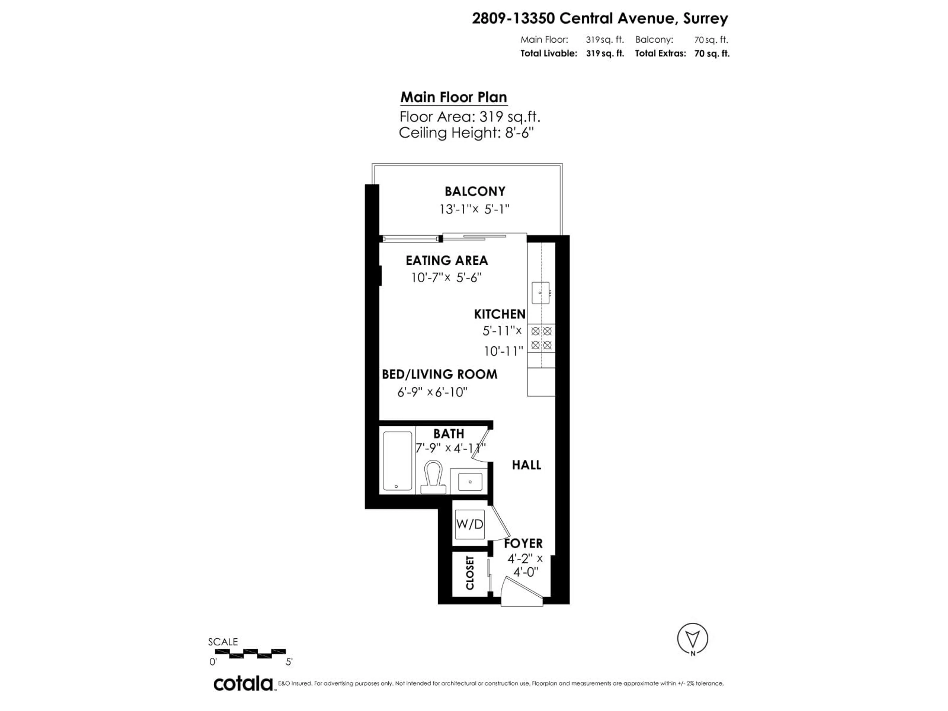 Floor plan for 2809 - 13350 CENTRAL AVENUE, Surrey British Columbia V3T0S1