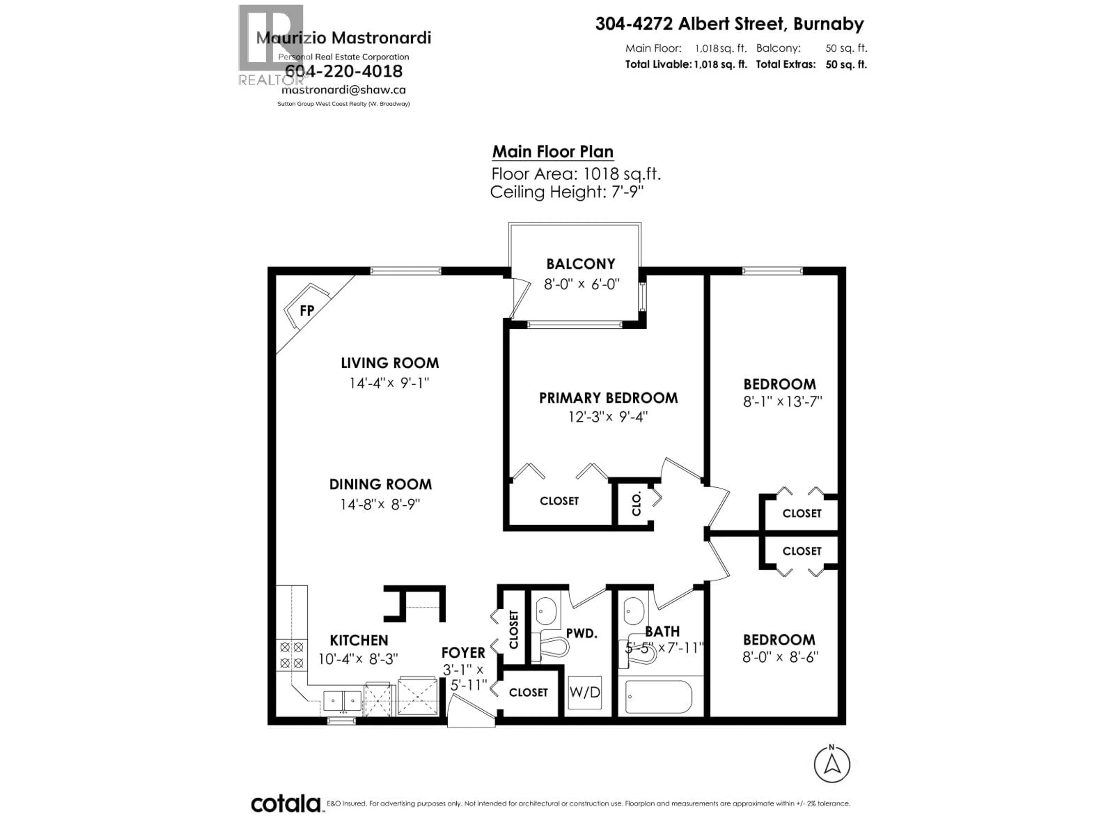 Floor plan for 304 - 4272 ALBERT STREET, Burnaby British Columbia V5C2E8