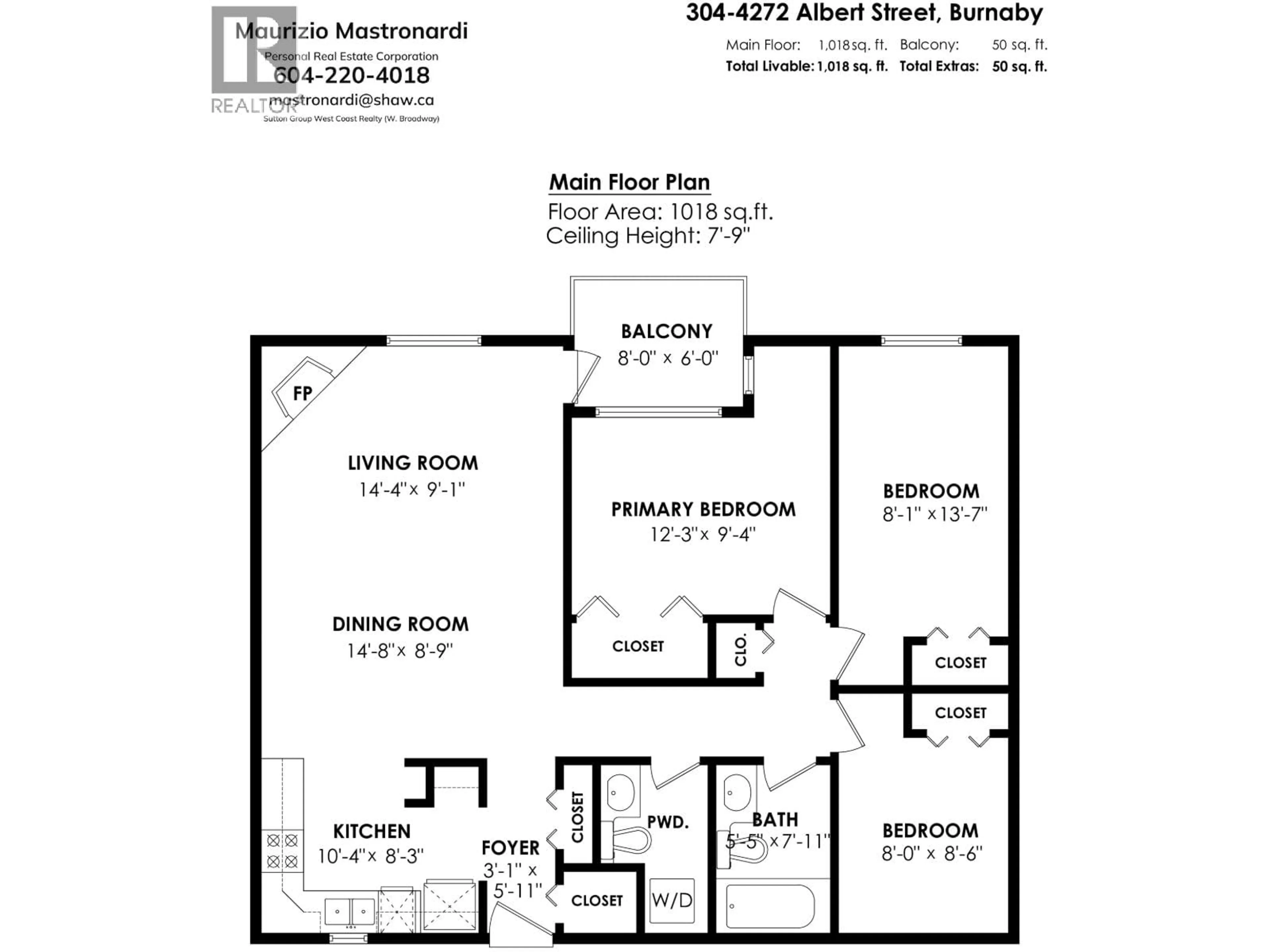 Floor plan for 304 - 4272 ALBERT STREET, Burnaby British Columbia V5C2E8