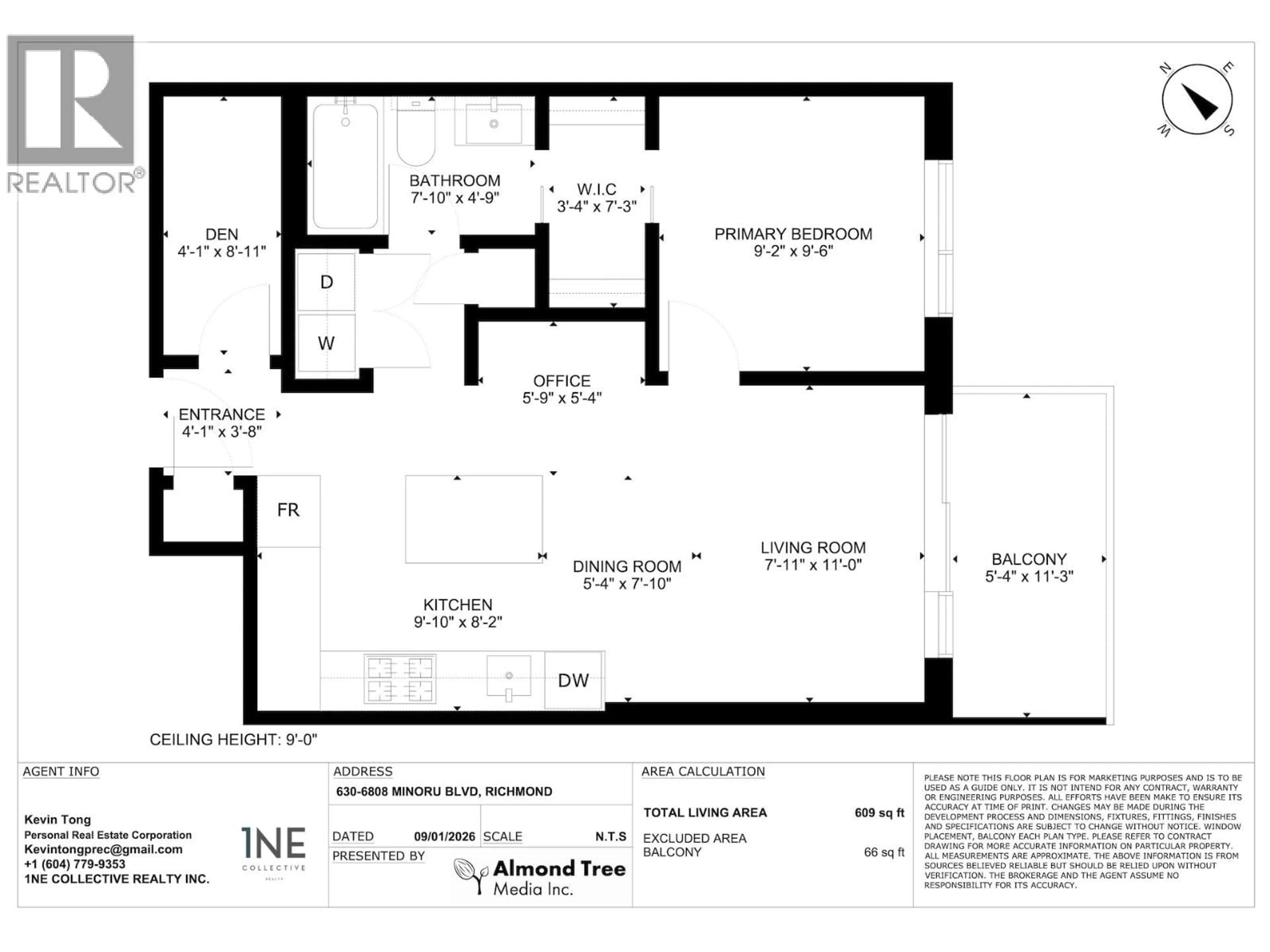 Floor plan for 630 - 6808 MINORU BOULEVARD, Richmond British Columbia V6Y0M7