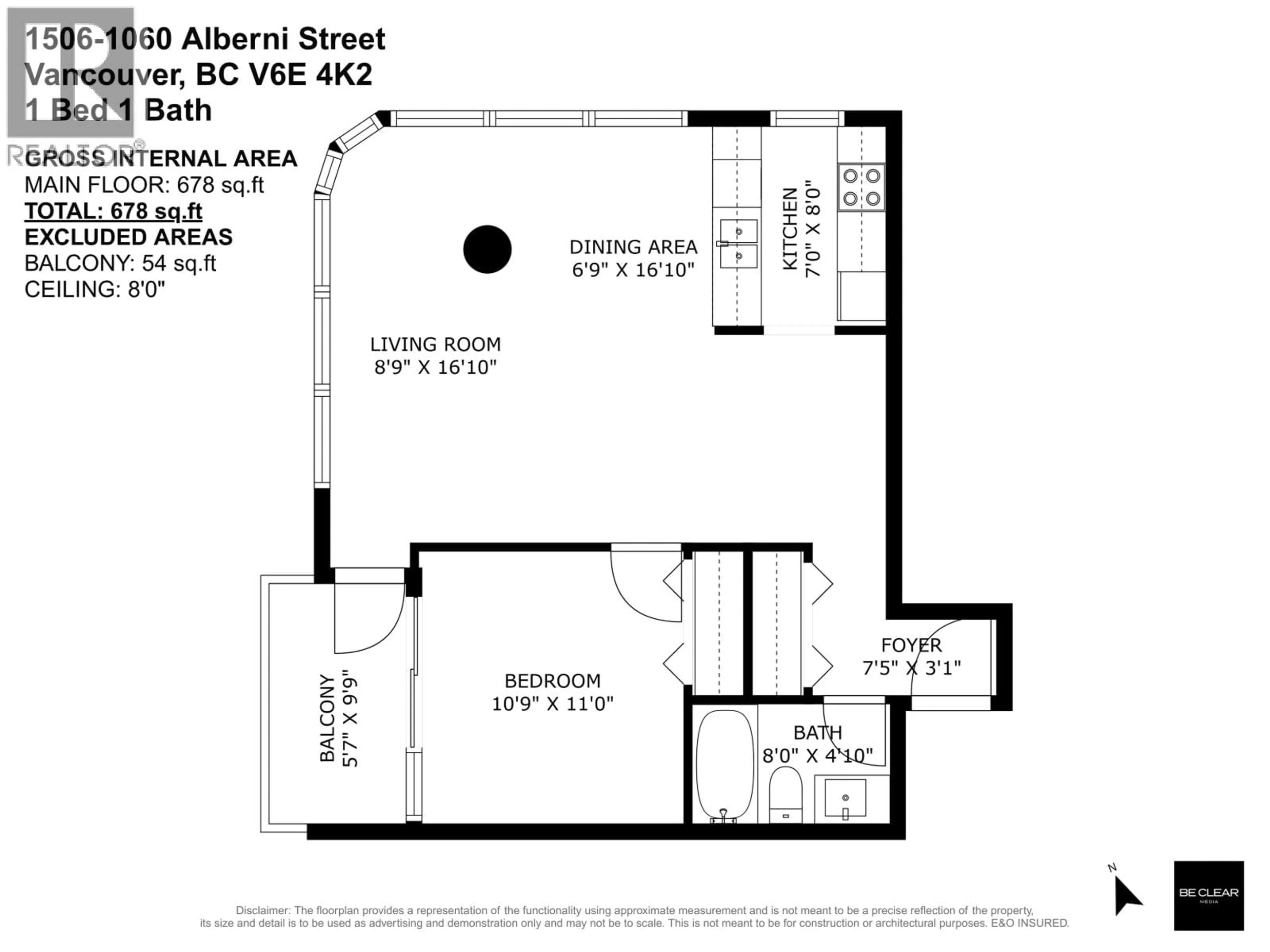 Floor plan for 1506 - 1060 ALBERNI STREET, Vancouver British Columbia V6E4K2
