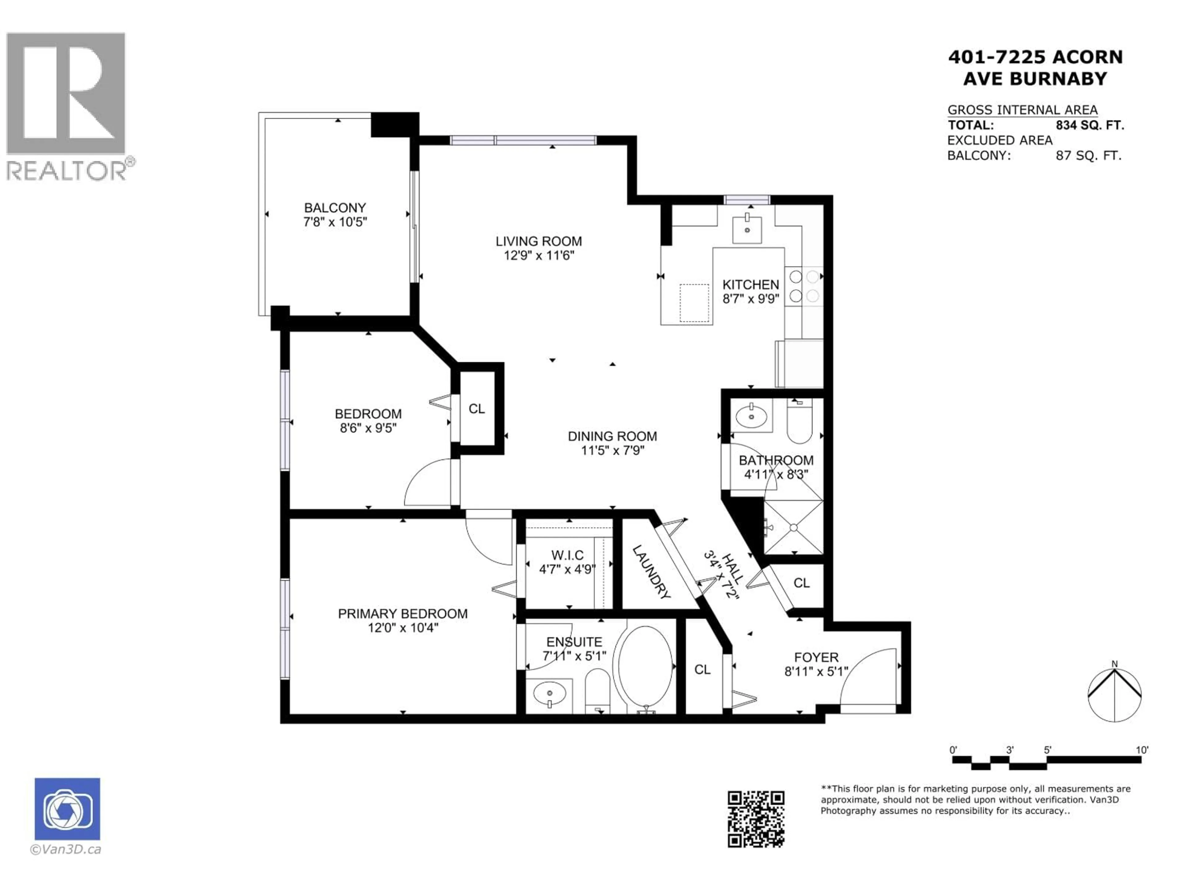 Floor plan for 401 - 7225 ACORN AVENUE, Burnaby British Columbia V5E0A9