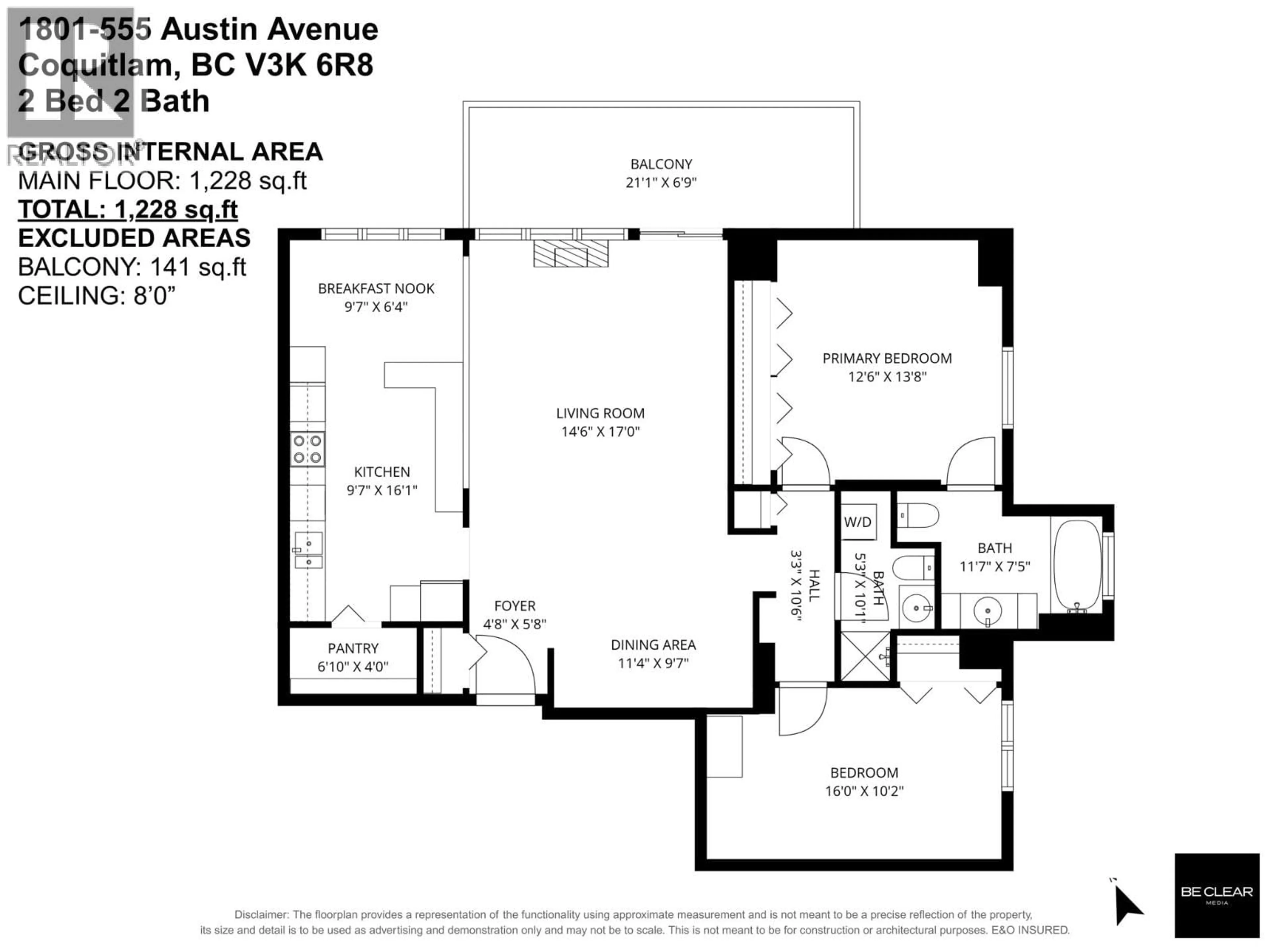 Floor plan for 1801 - 555 AUSTIN AVENUE, Coquitlam British Columbia V3K6R8
