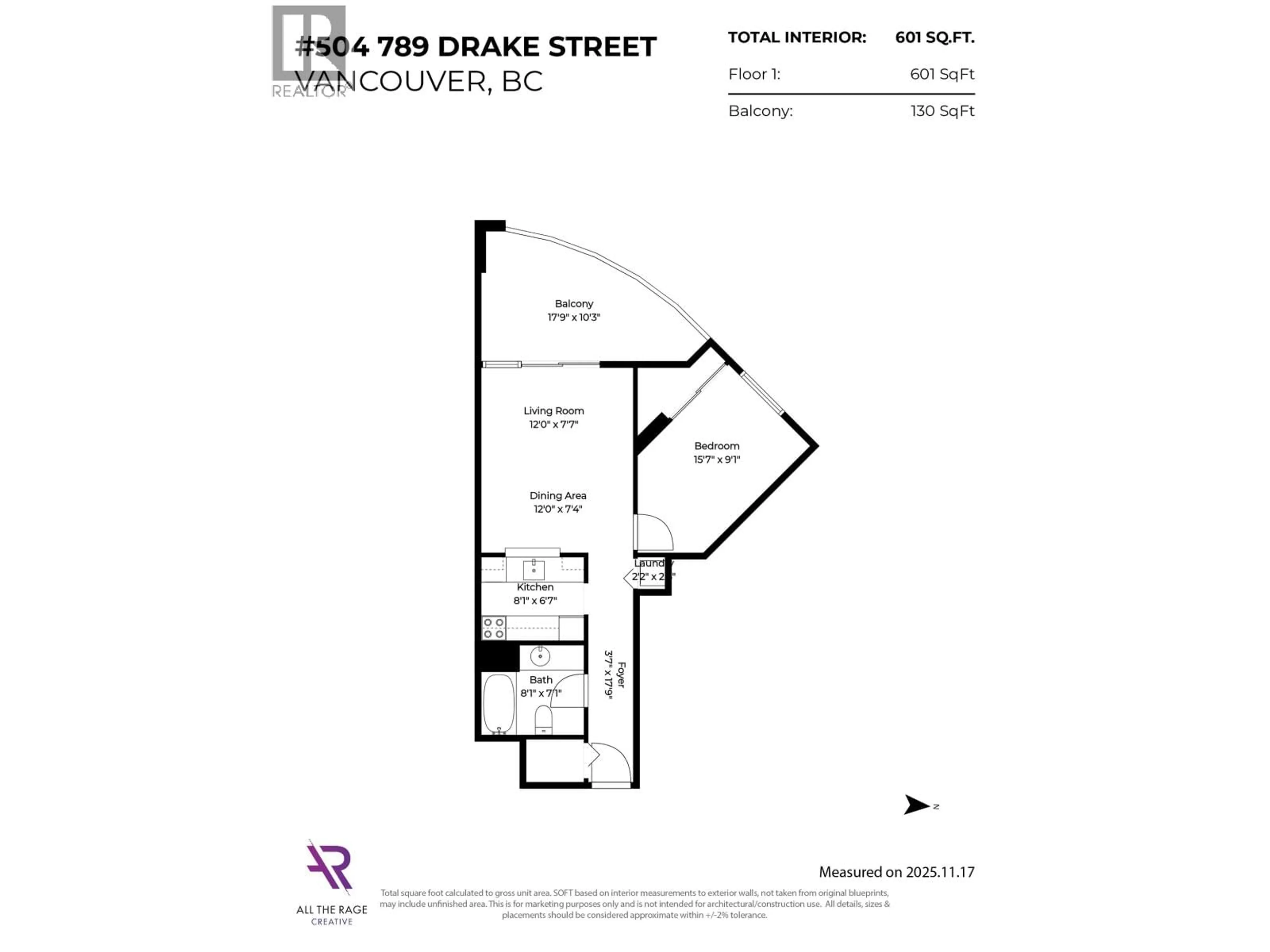Floor plan for 504 - 789 DRAKE STREET, Vancouver British Columbia V6Z2N7