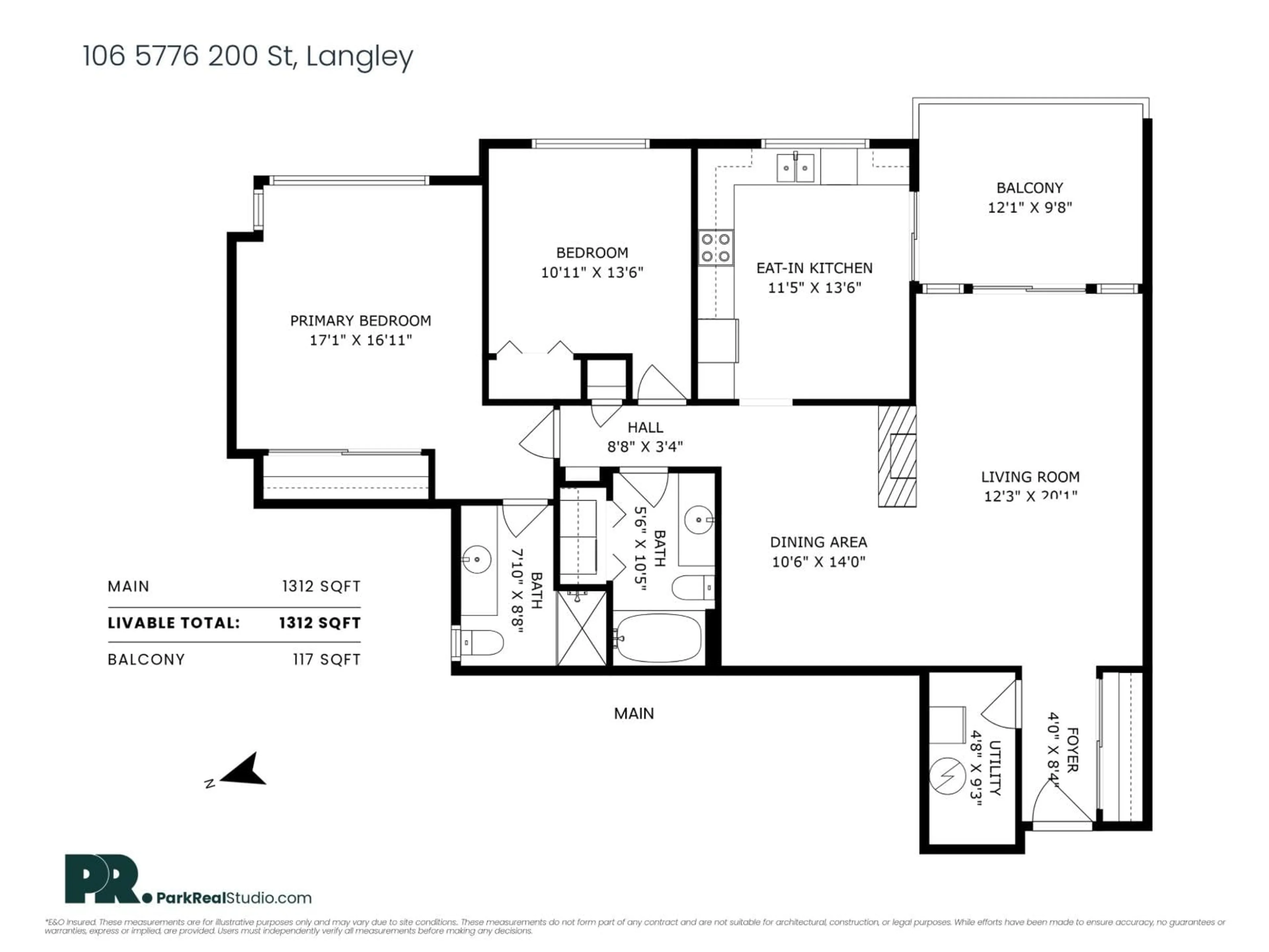Floor plan for 106 - 5776 200 STREET, Langley British Columbia V3A1M8
