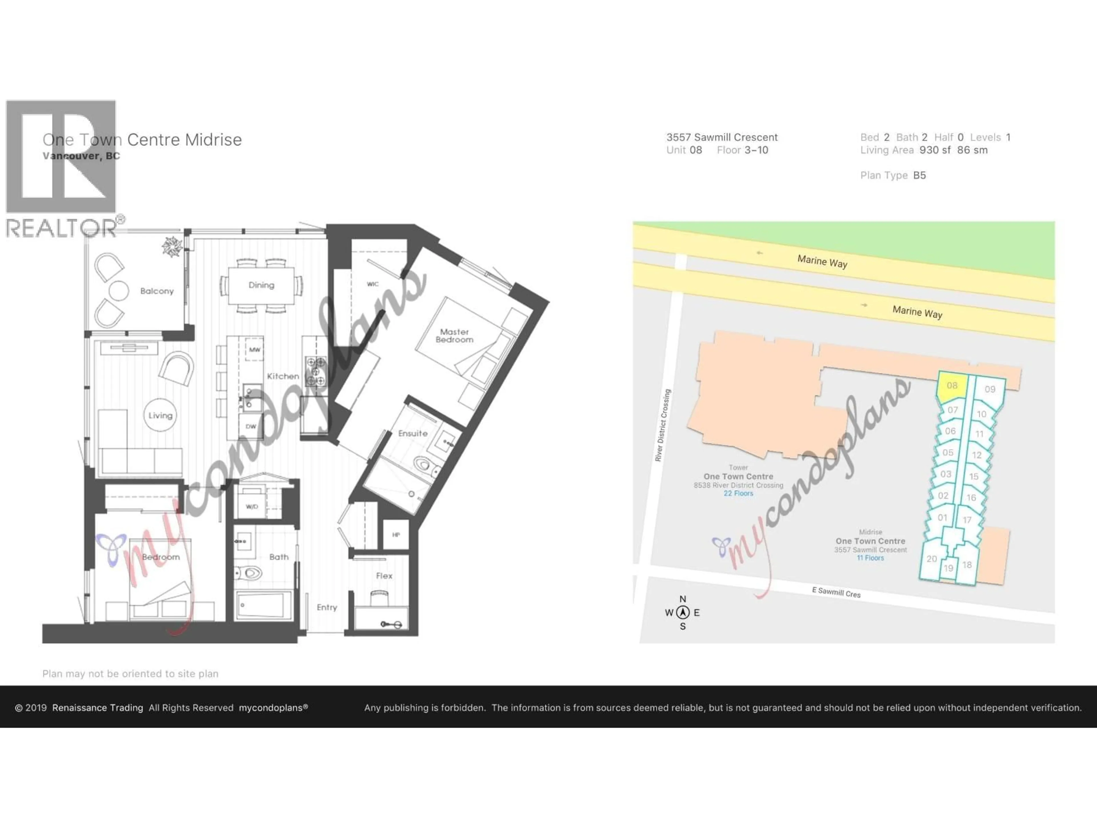 Floor plan for 808 - 3557 SAWMILL CRESCENT, Vancouver British Columbia V5S0E2