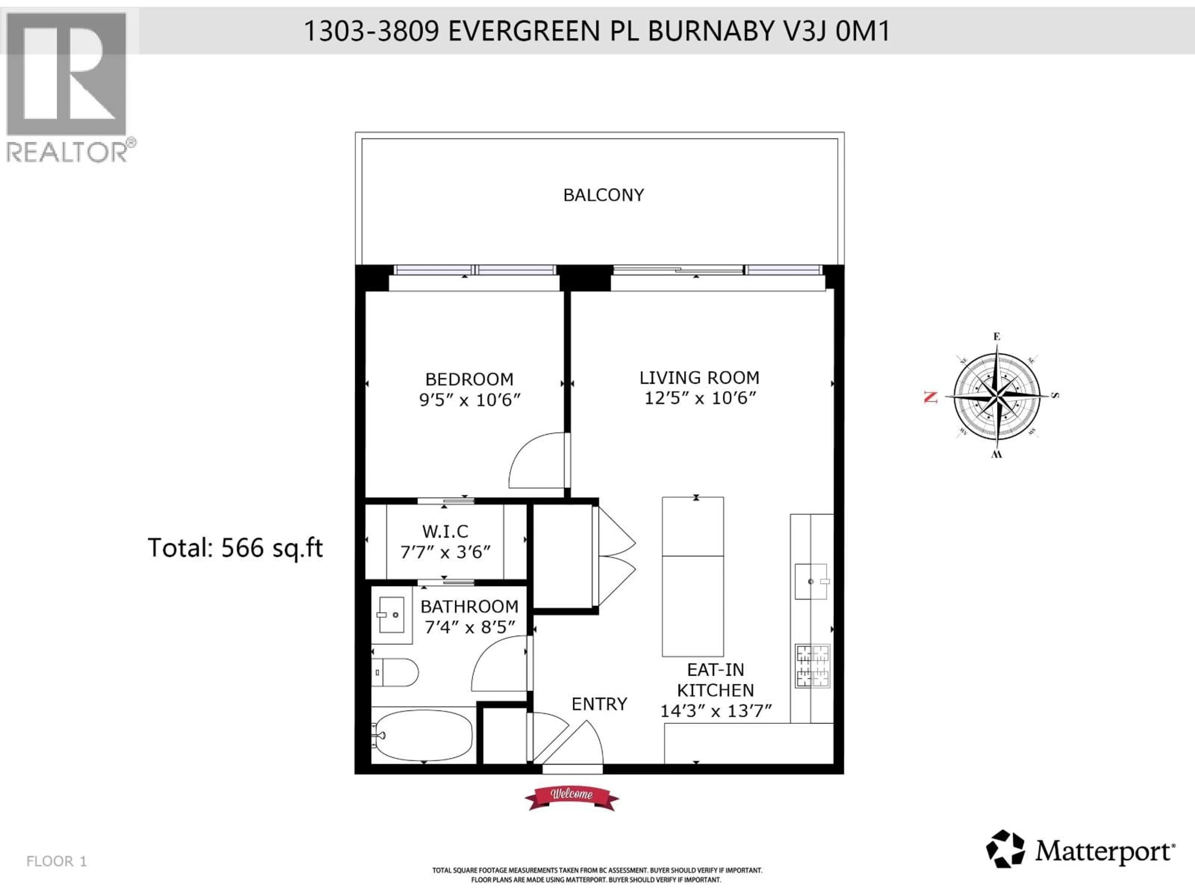 Floor plan for 1303 - 3809 EVERGREEN PLACE, Burnaby British Columbia V3J0M1