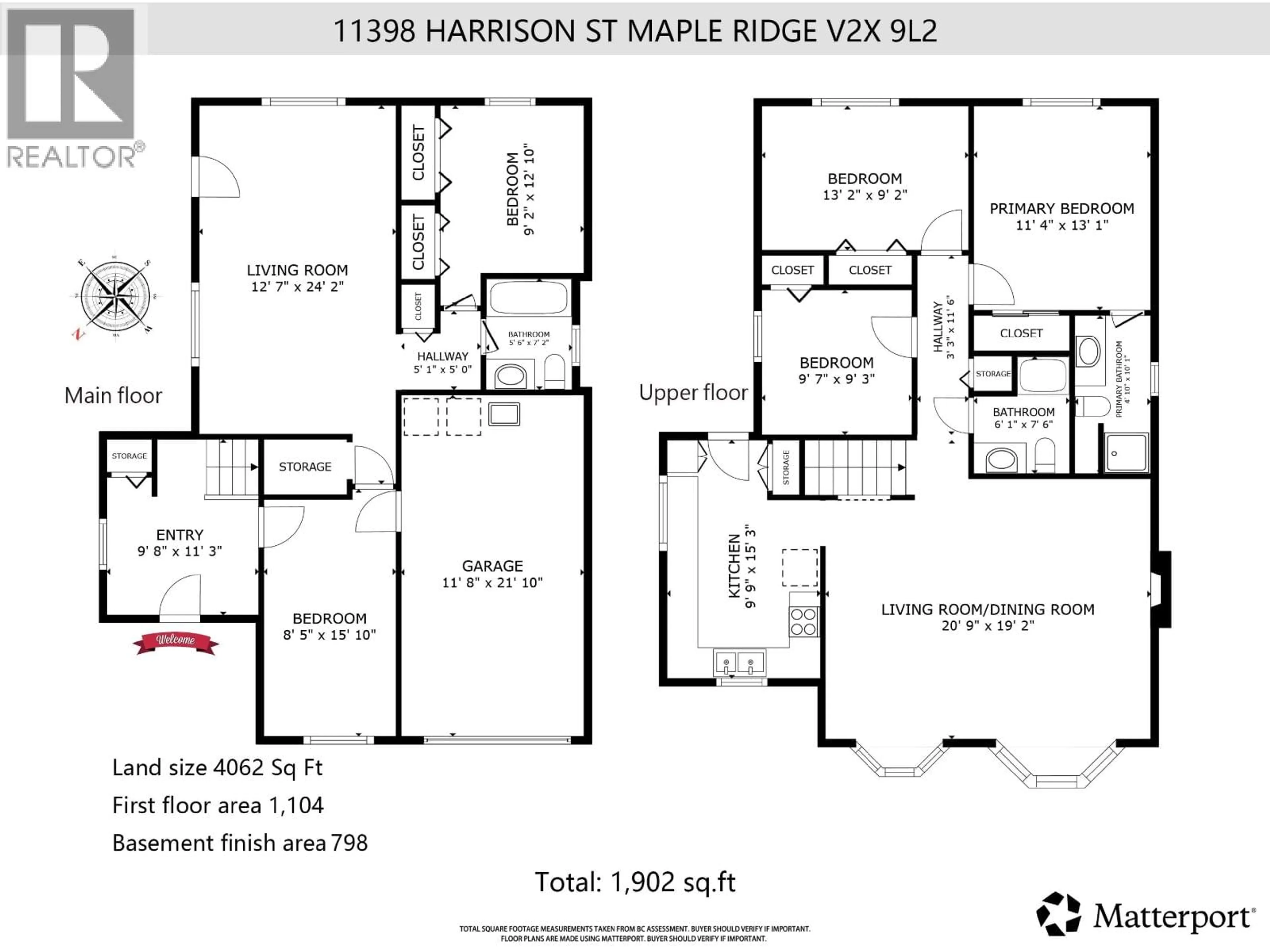 Floor plan for 11398 HARRISON STREET, Maple Ridge British Columbia V2X9L2