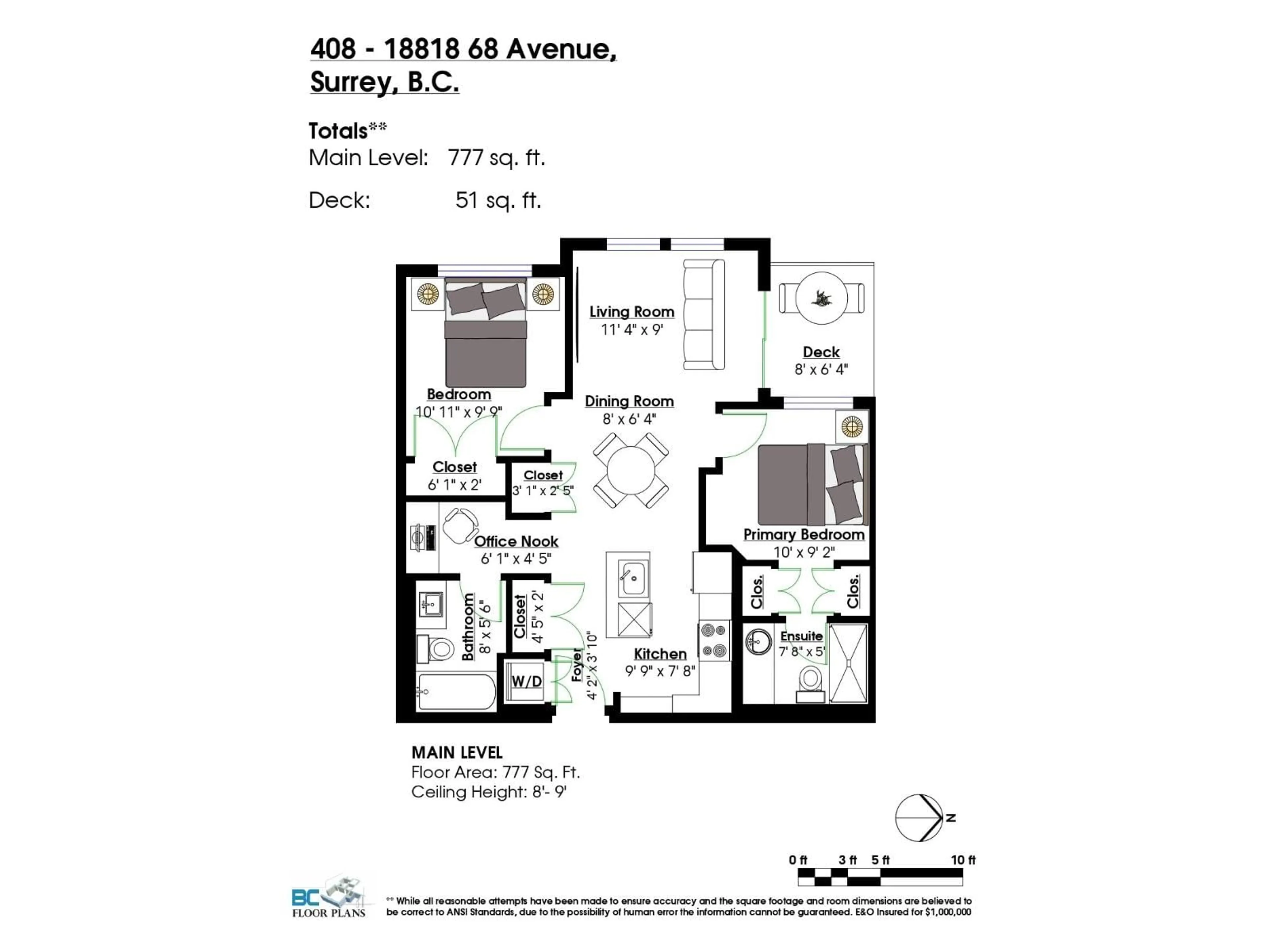 Floor plan for 408 - 18818 68 AVENUE, Surrey British Columbia V4N6K2