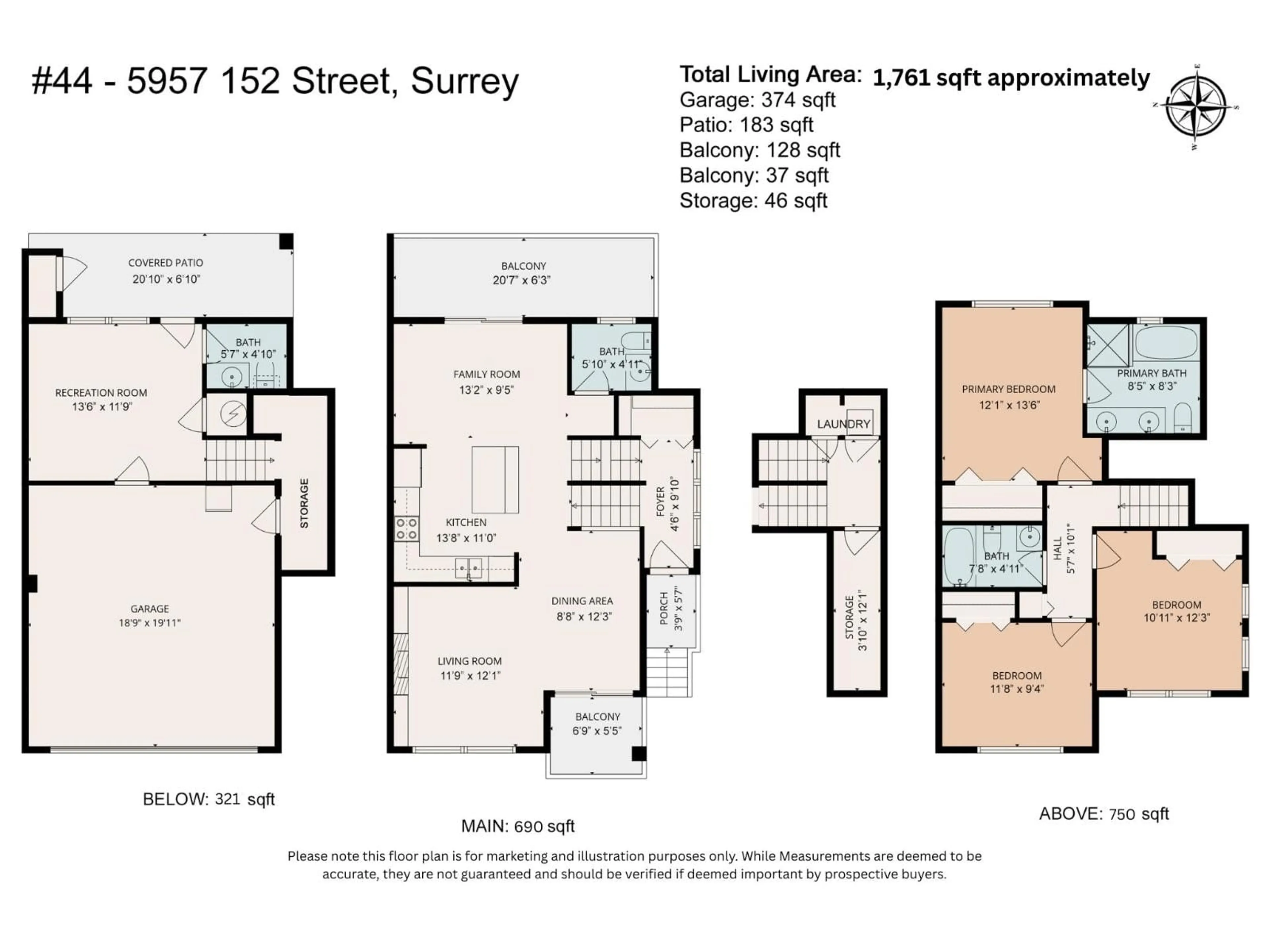 Floor plan for 44 - 5957 152 STREET, Surrey British Columbia V3S3K4