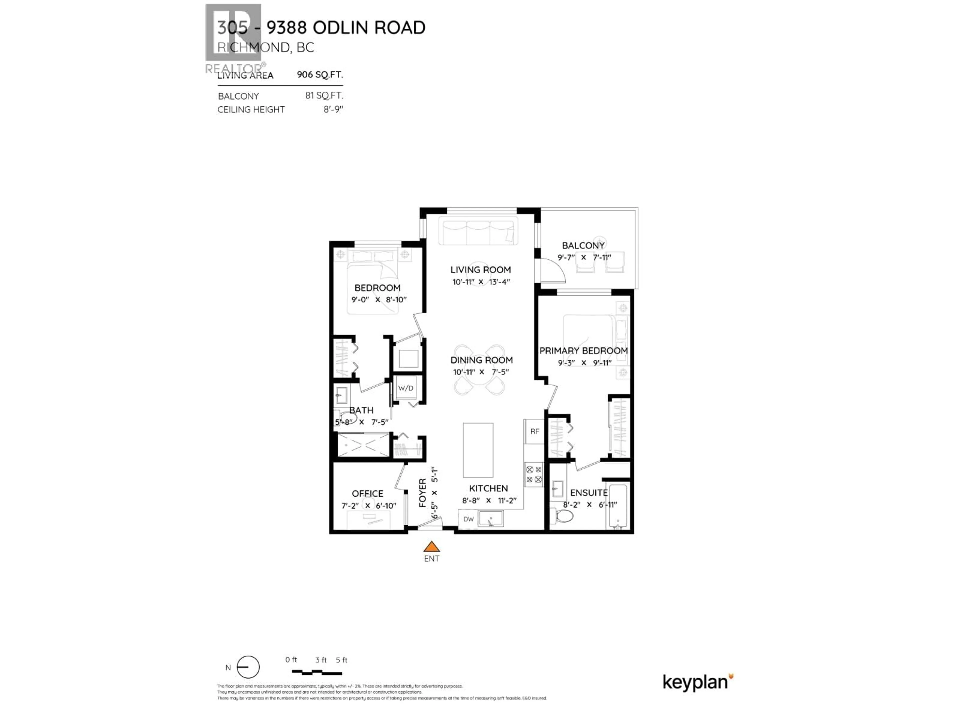 Floor plan for 305 - 9388 ODLIN ROAD, Richmond British Columbia V6X0L5
