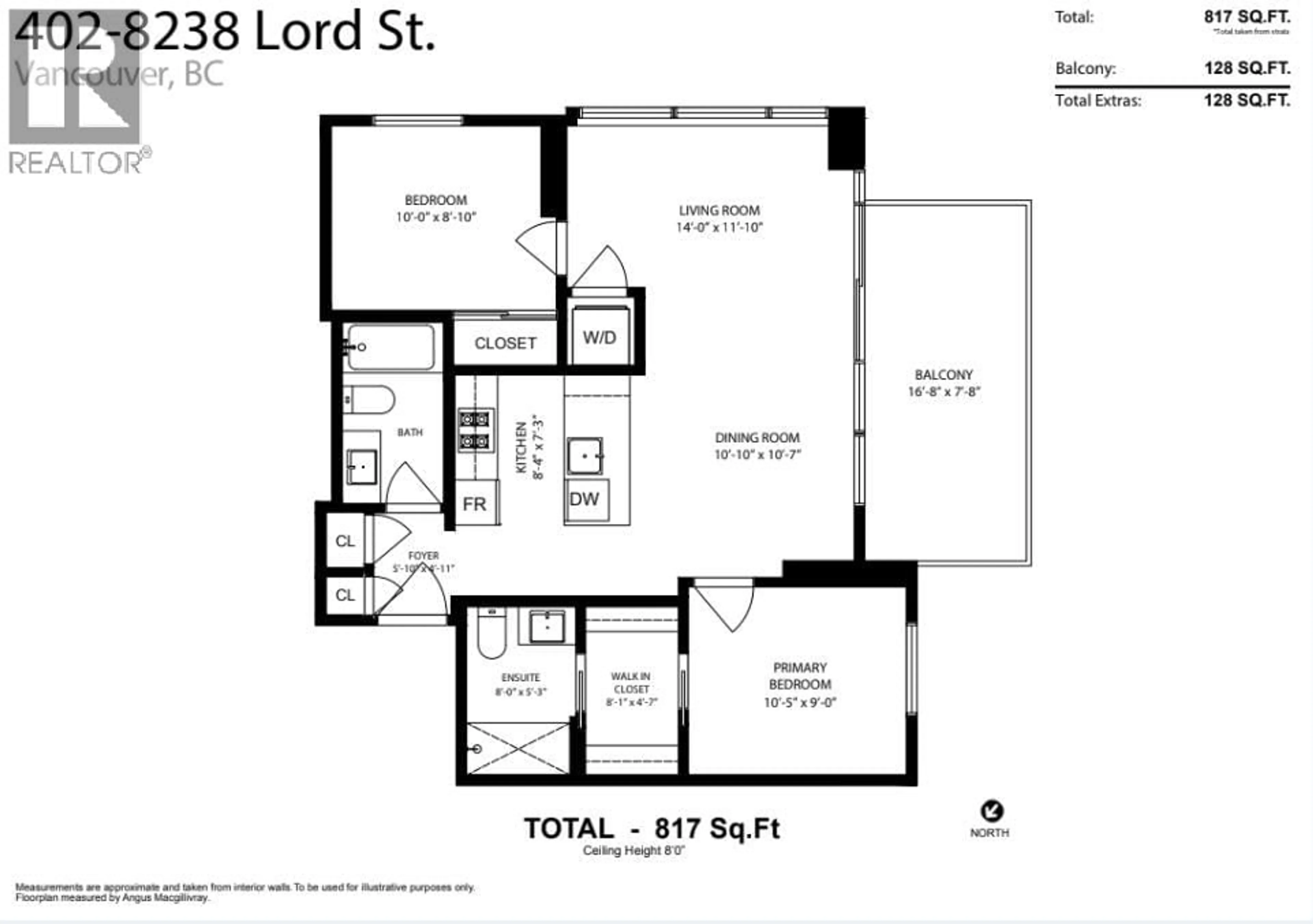 Floor plan for 402 - 8238 LORD STREET, Vancouver British Columbia V6P0G7