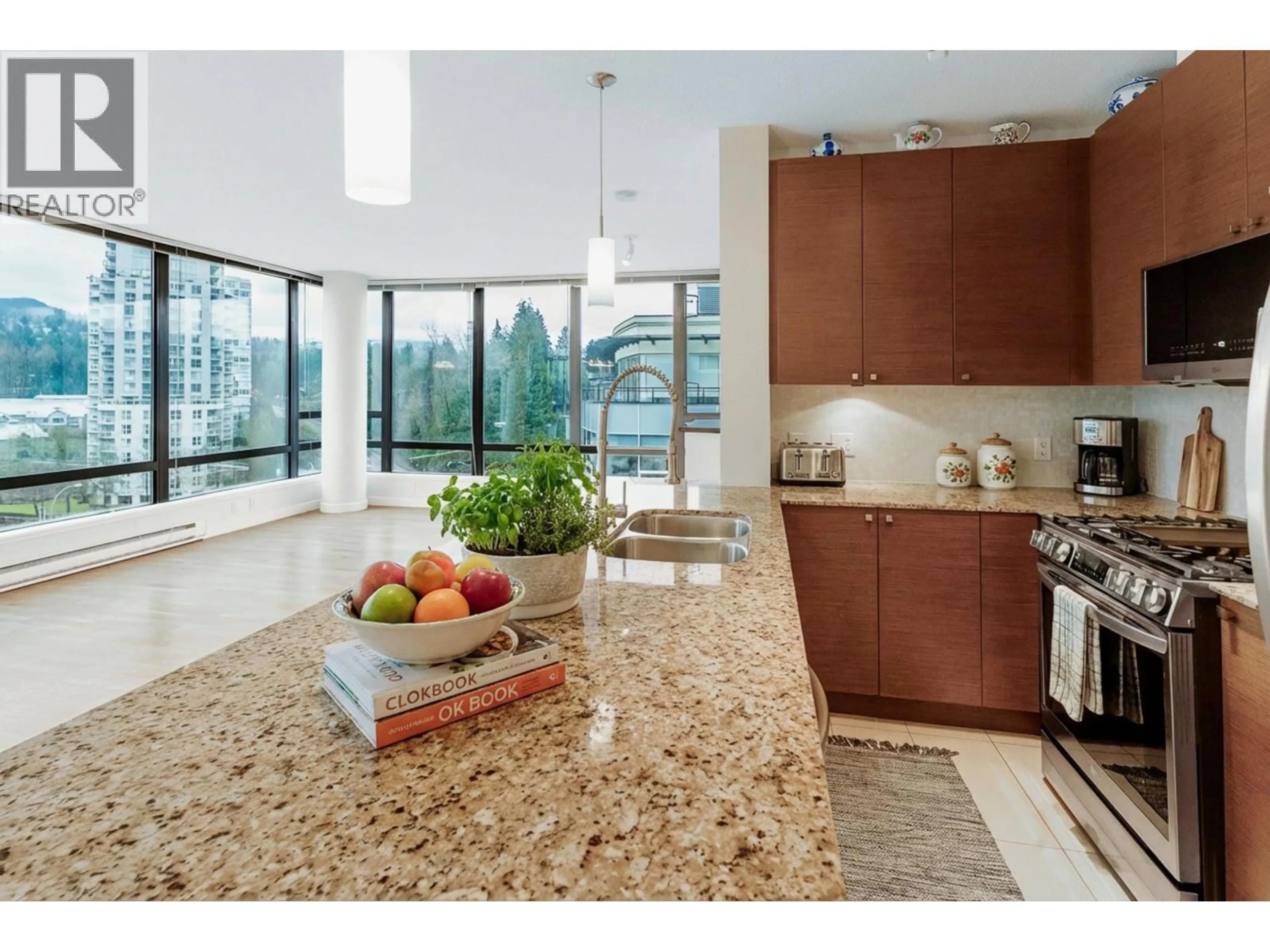 Open concept kitchen, ceramic/tile floor for 708 - 110 BREW STREET, Port Moody British Columbia V3H0E4
