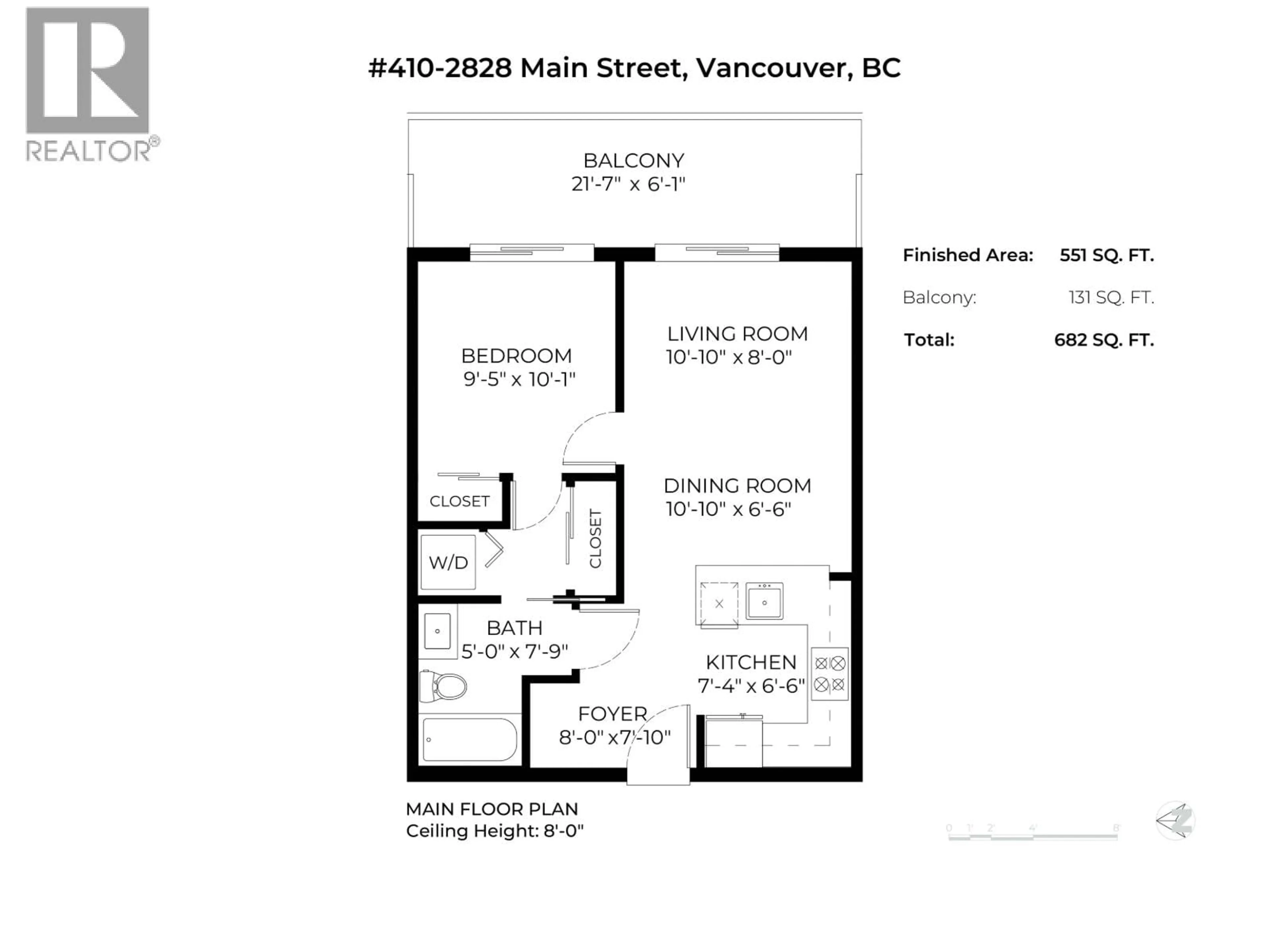 Floor plan for 410 - 2828 MAIN STREET, Vancouver British Columbia V5T3G2