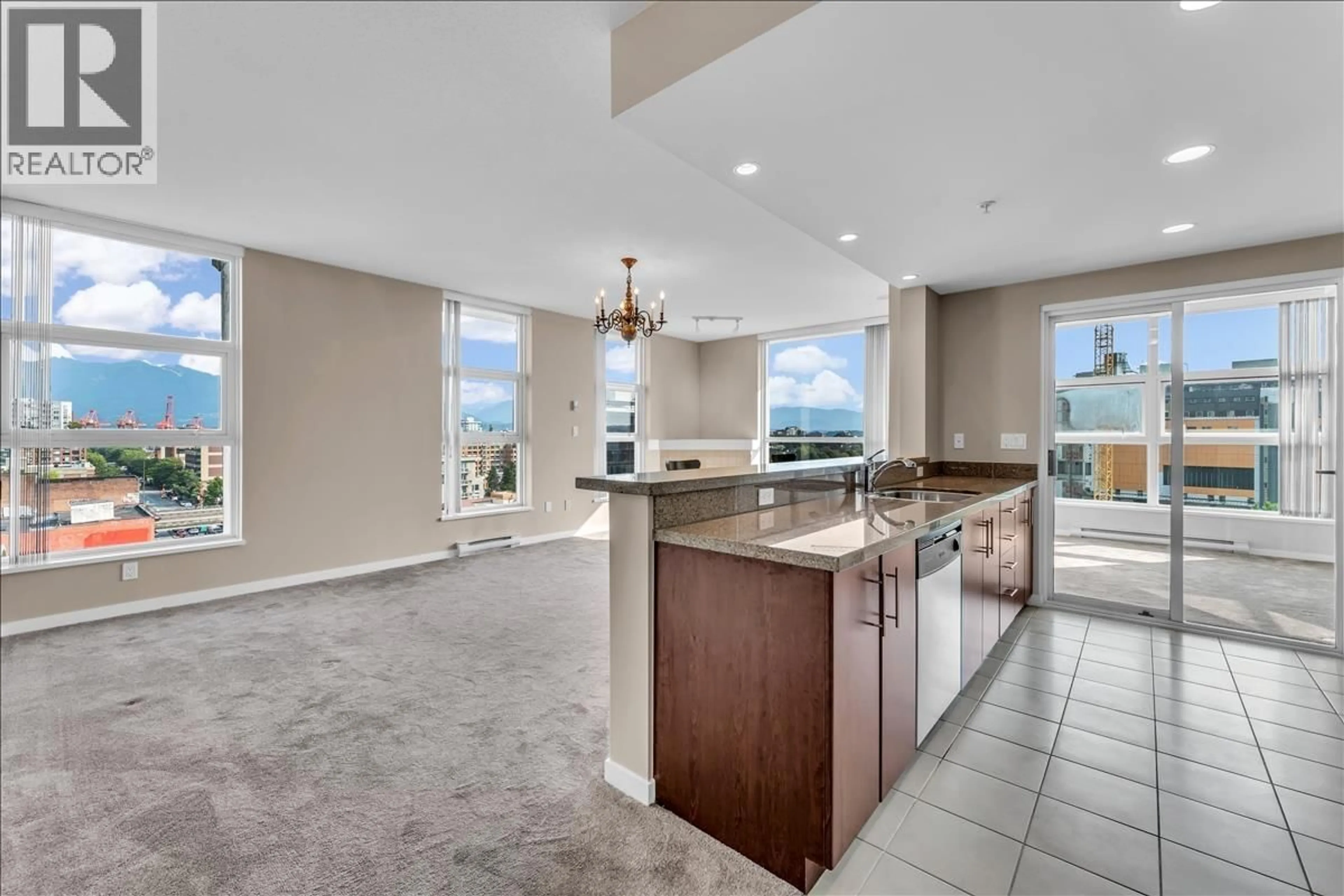 Open concept kitchen, ceramic/tile floor for 1202 - 189 NATIONAL AVENUE, Vancouver British Columbia V6A4L8