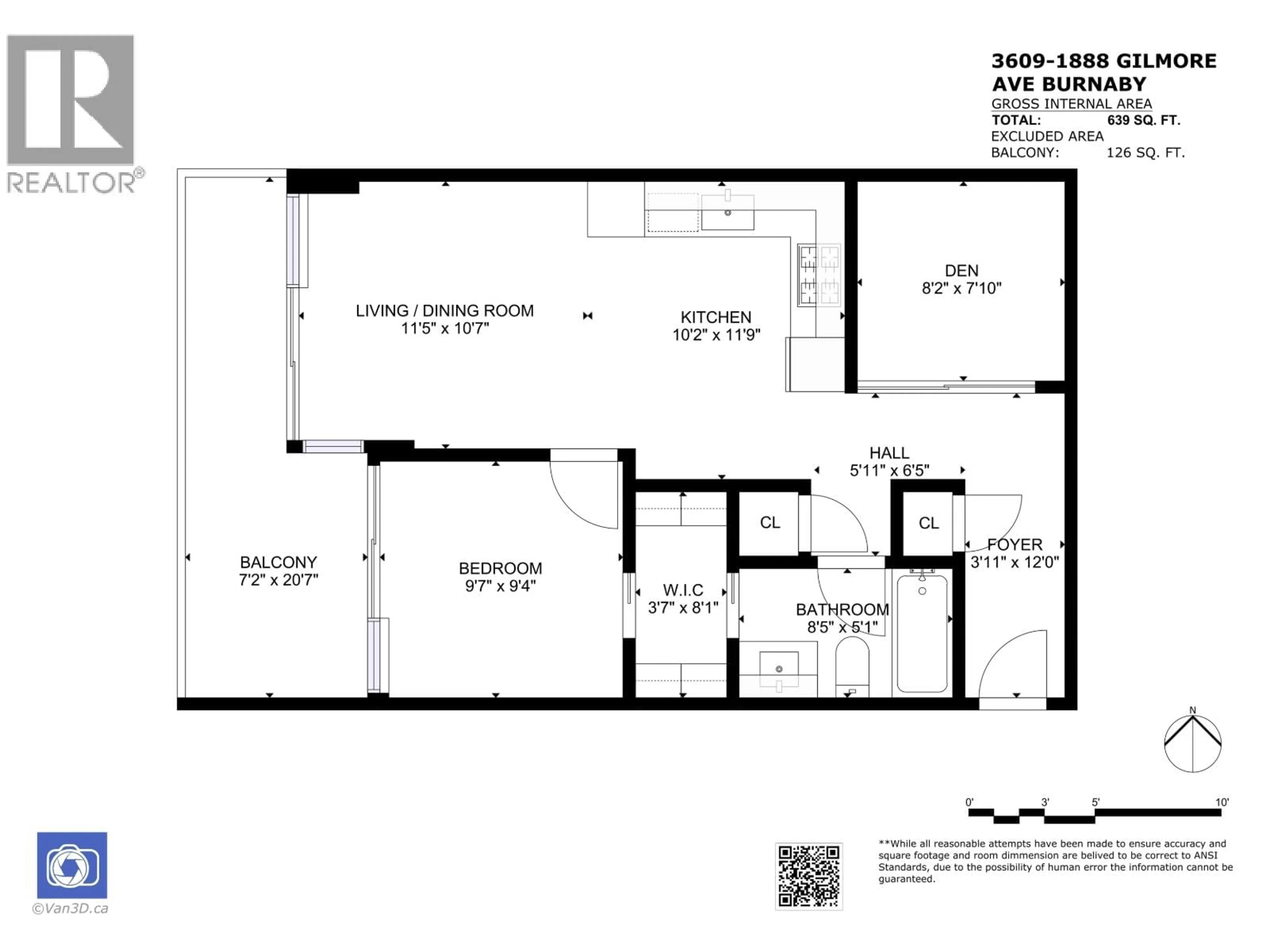 Floor plan for 3609 - 1888 GILMORE AVENUE, Burnaby British Columbia V5C0L2