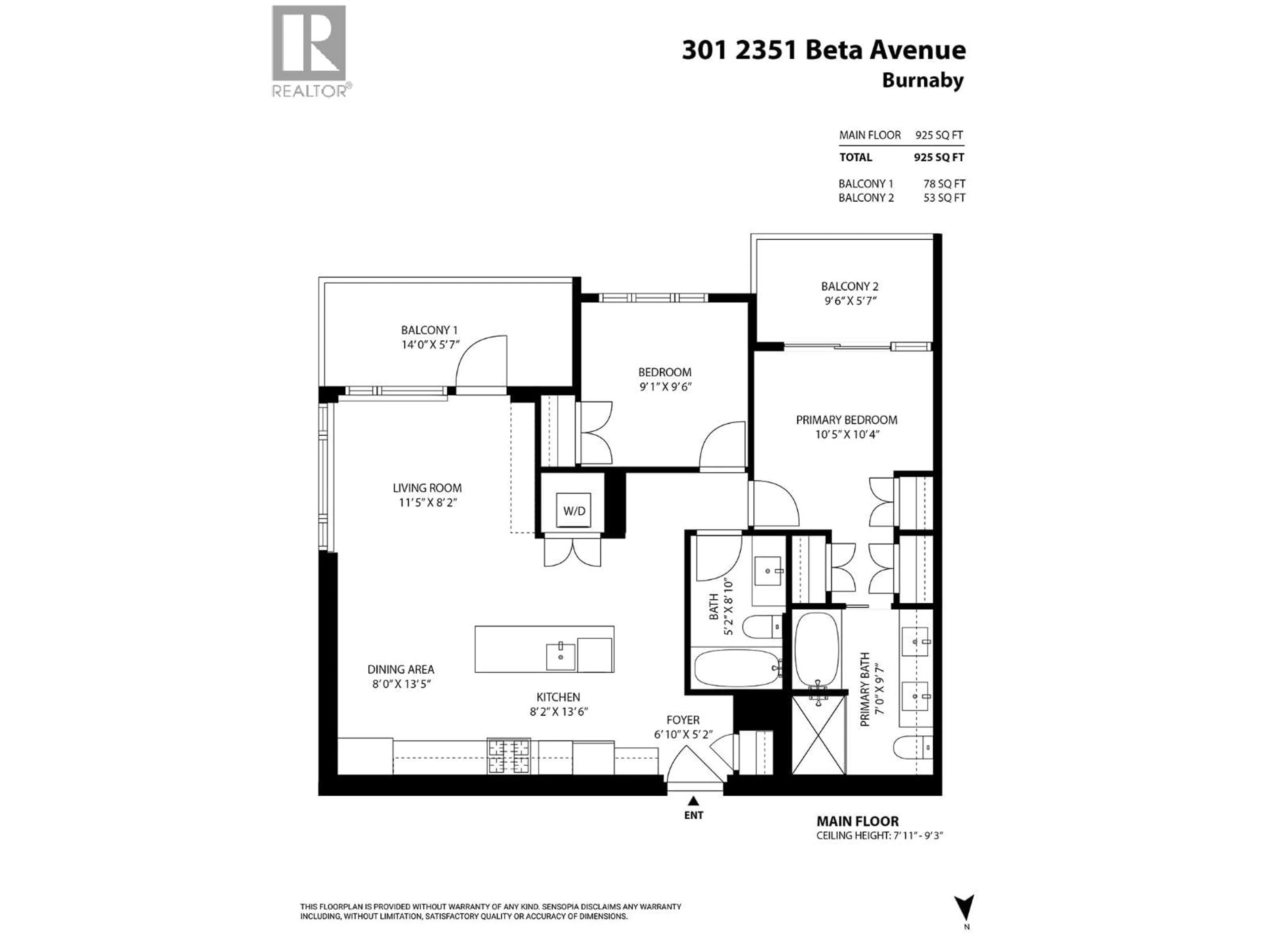 Floor plan for 301 - 2351 BETA AVENUE, Burnaby British Columbia V5C0M2